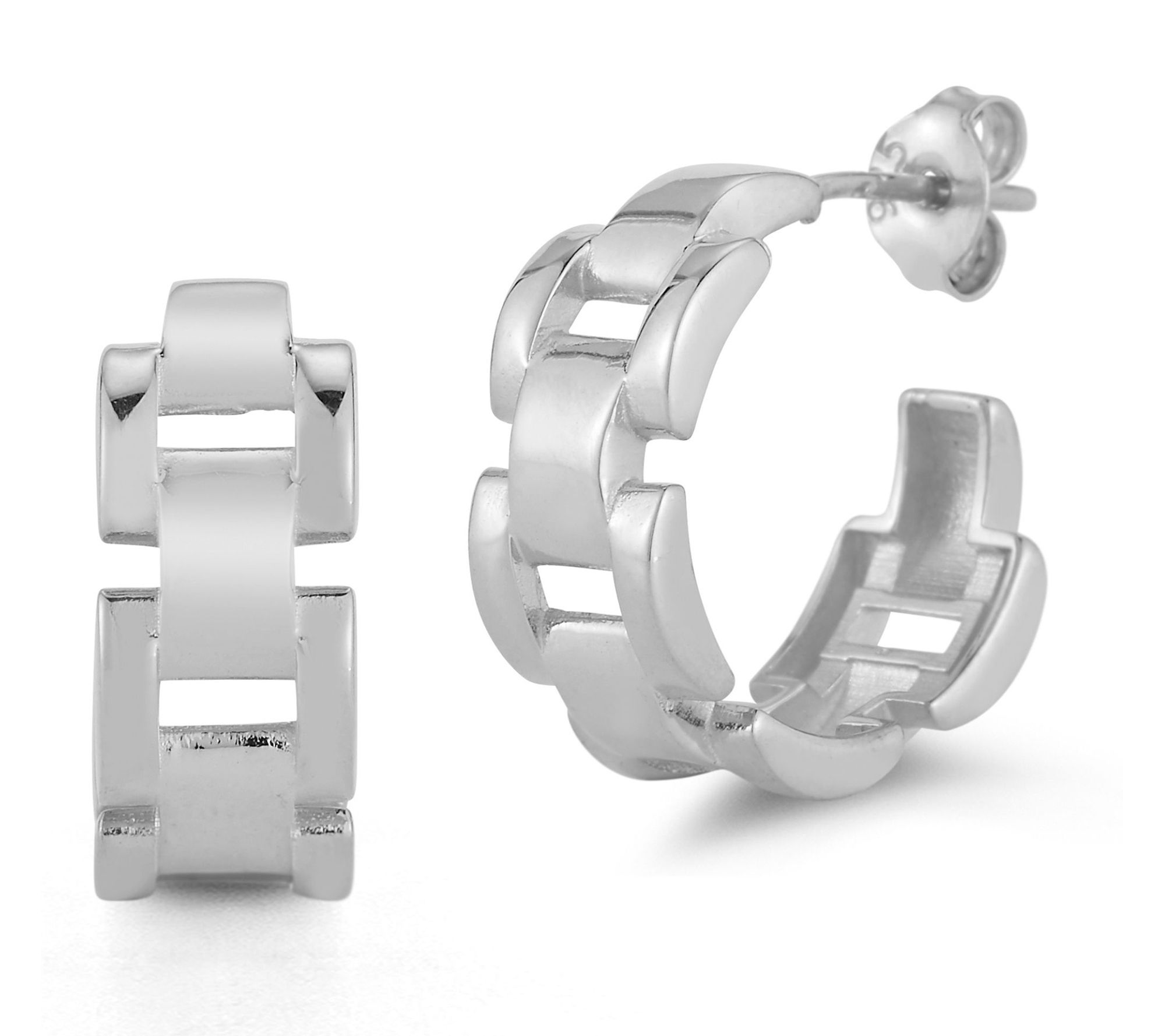 Sterlina Silver Bold Link Hoop Earrings, Sterling