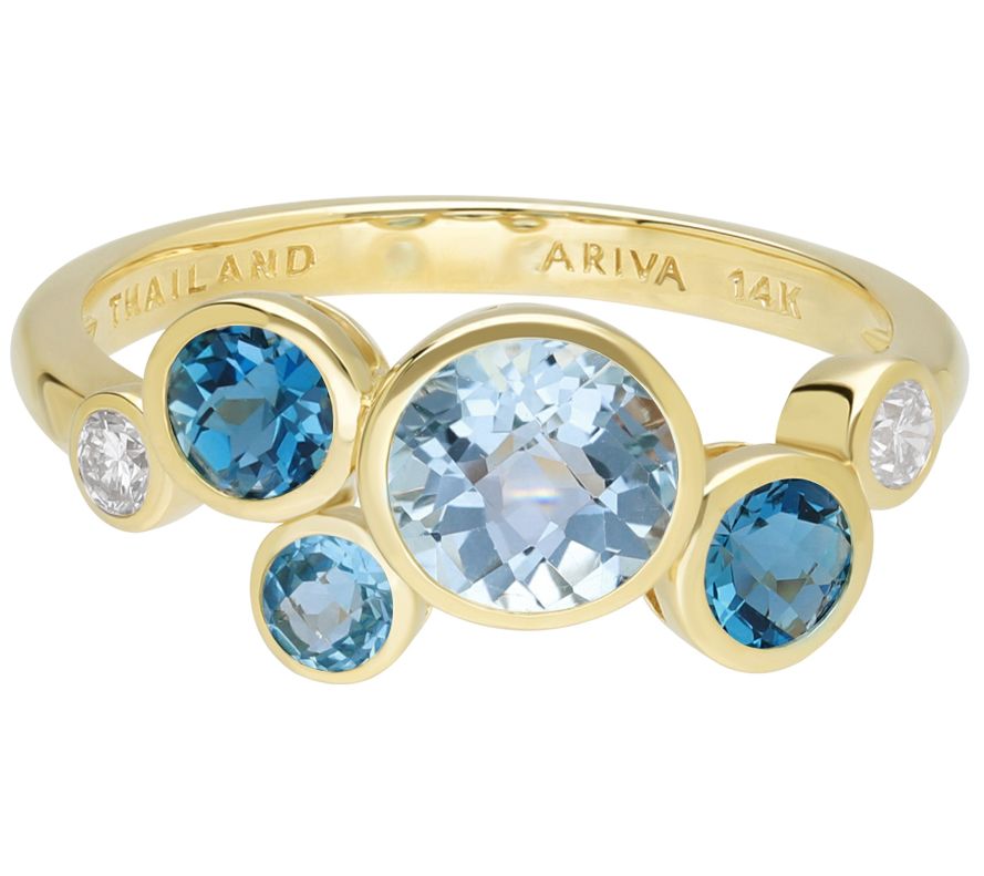 Ariva 14K Gold Blue Topaz & Diamond Accent Ring
