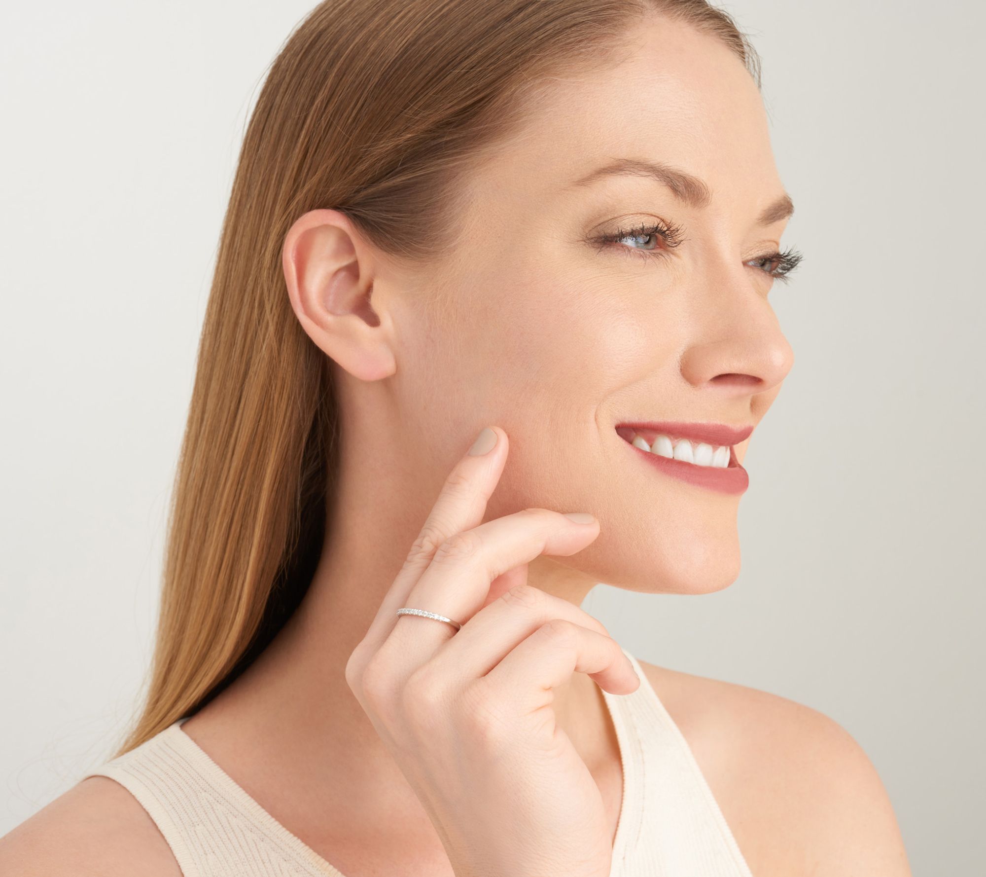 LuxLab Diamonds Lab Grown Pave Band Ring, Sterling Silver