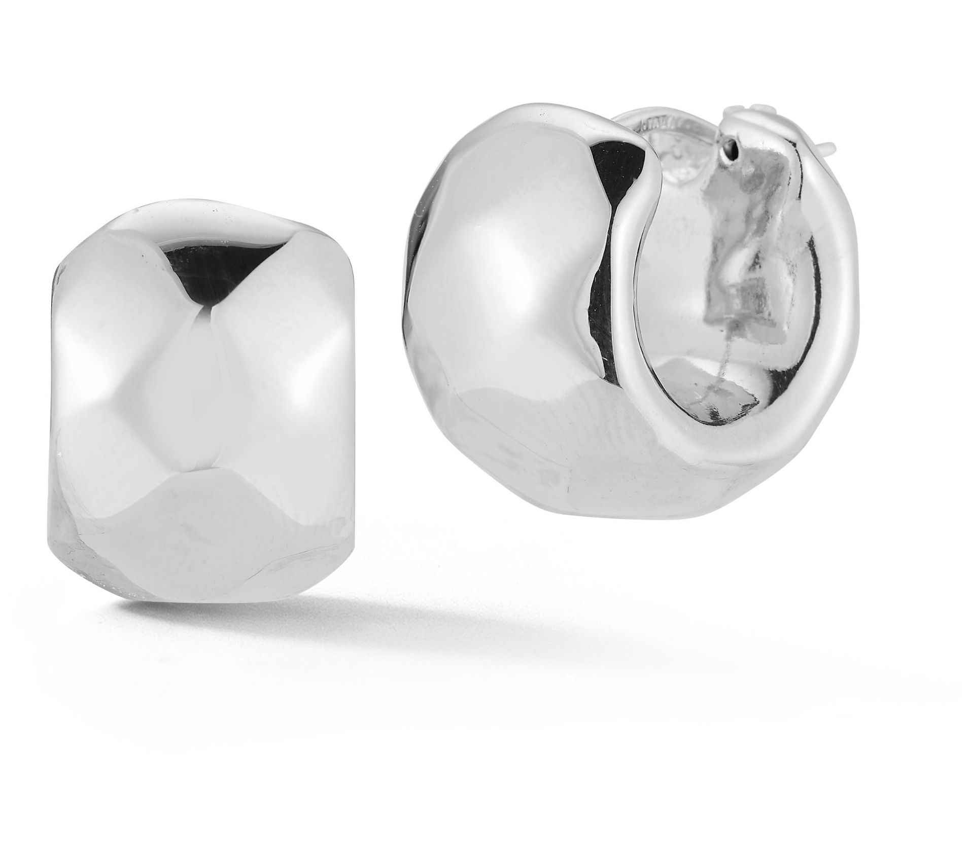 Italian Silver Geometric Hollow Earrings, Sterling