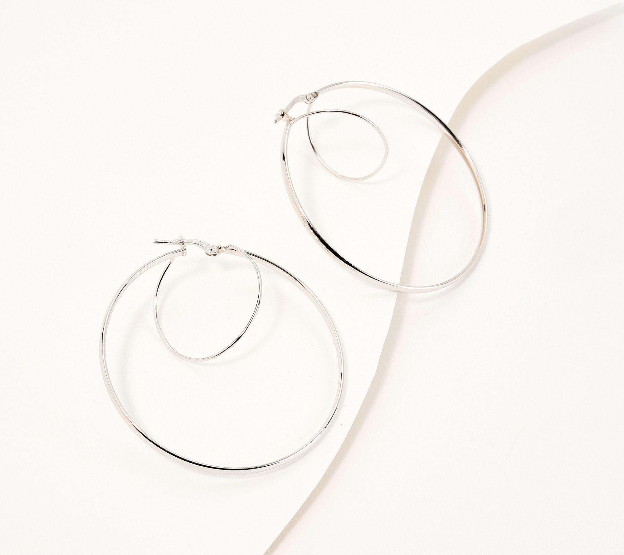 "As Is" Italian Silver x David Markstein C/O Shape 2" SS Double Hoops