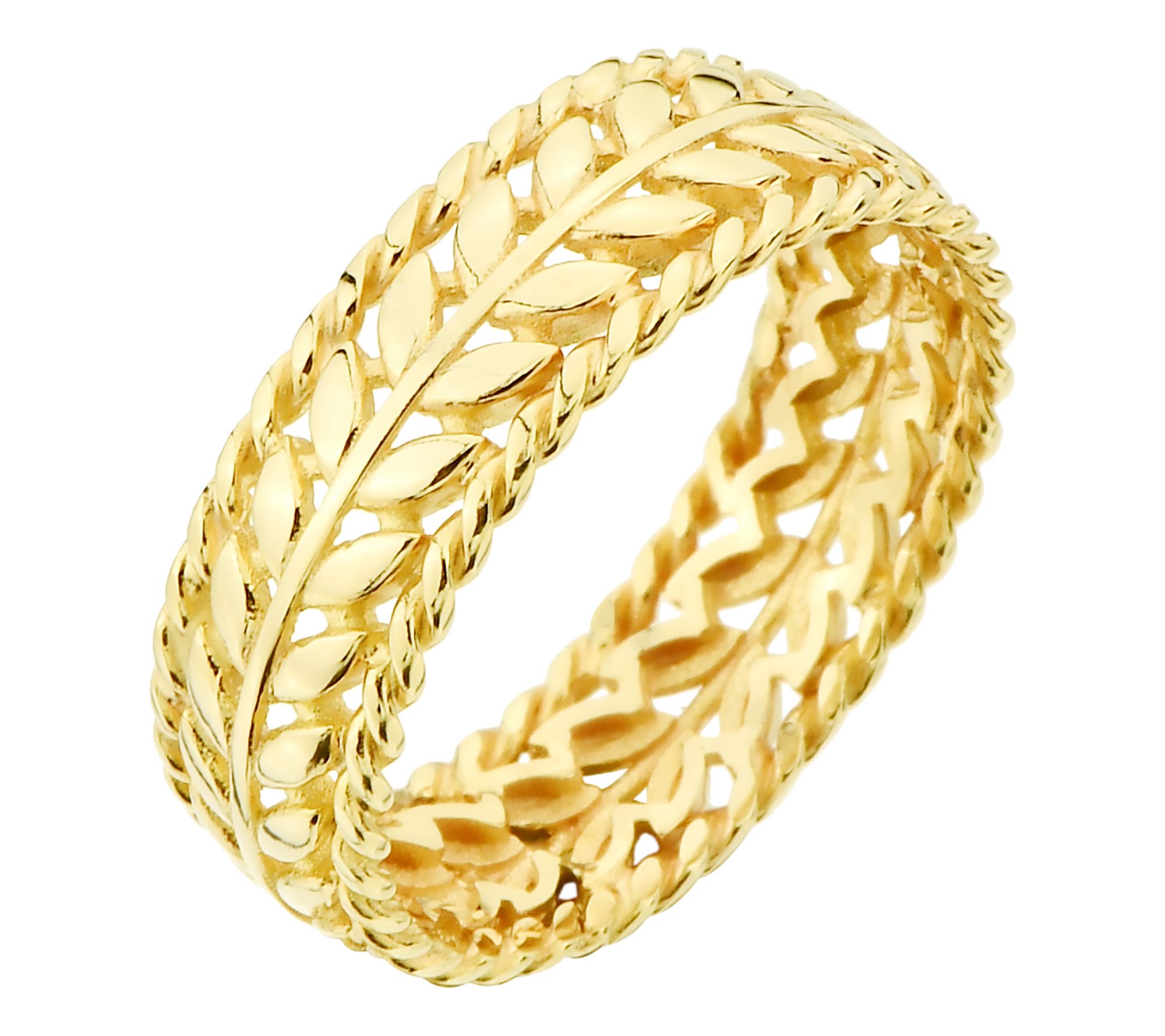 Adorna 14K Gold Leaf Textured Ring