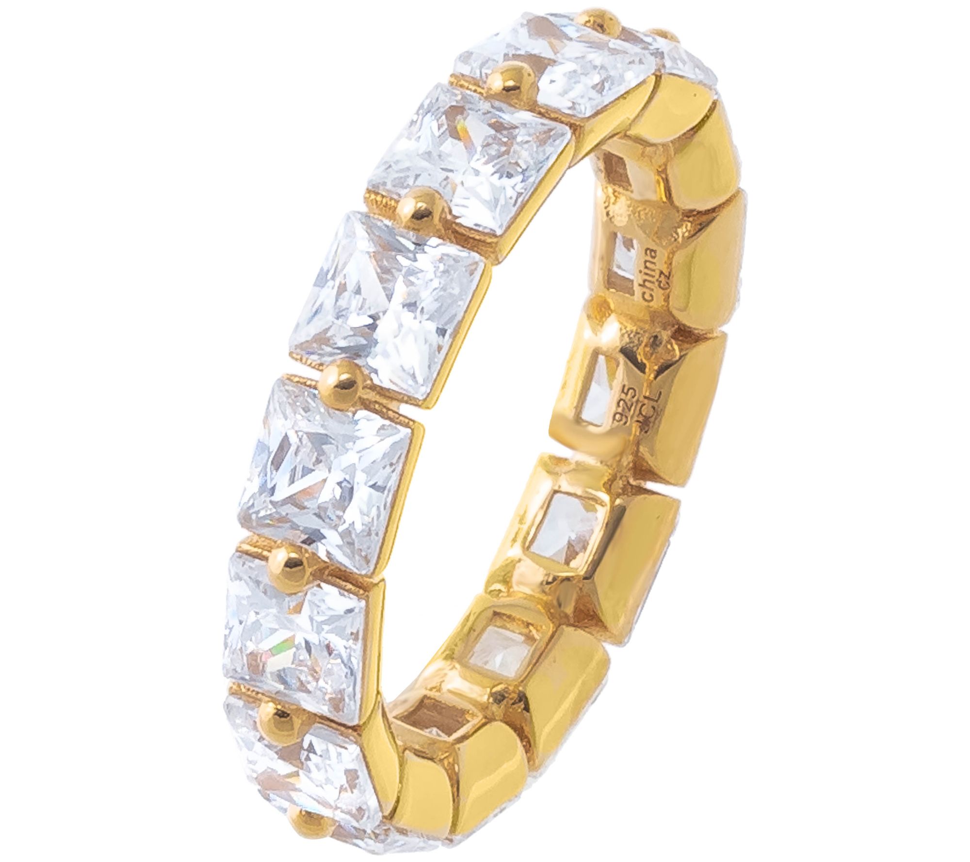 Diamonique Princess Cut Eternity Band Ring, Sterling Silver