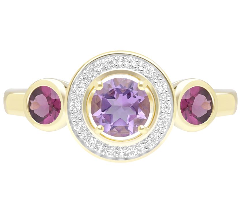 Ariva 18K Gold Clad Diamonique & Gemstone Bristol Ring