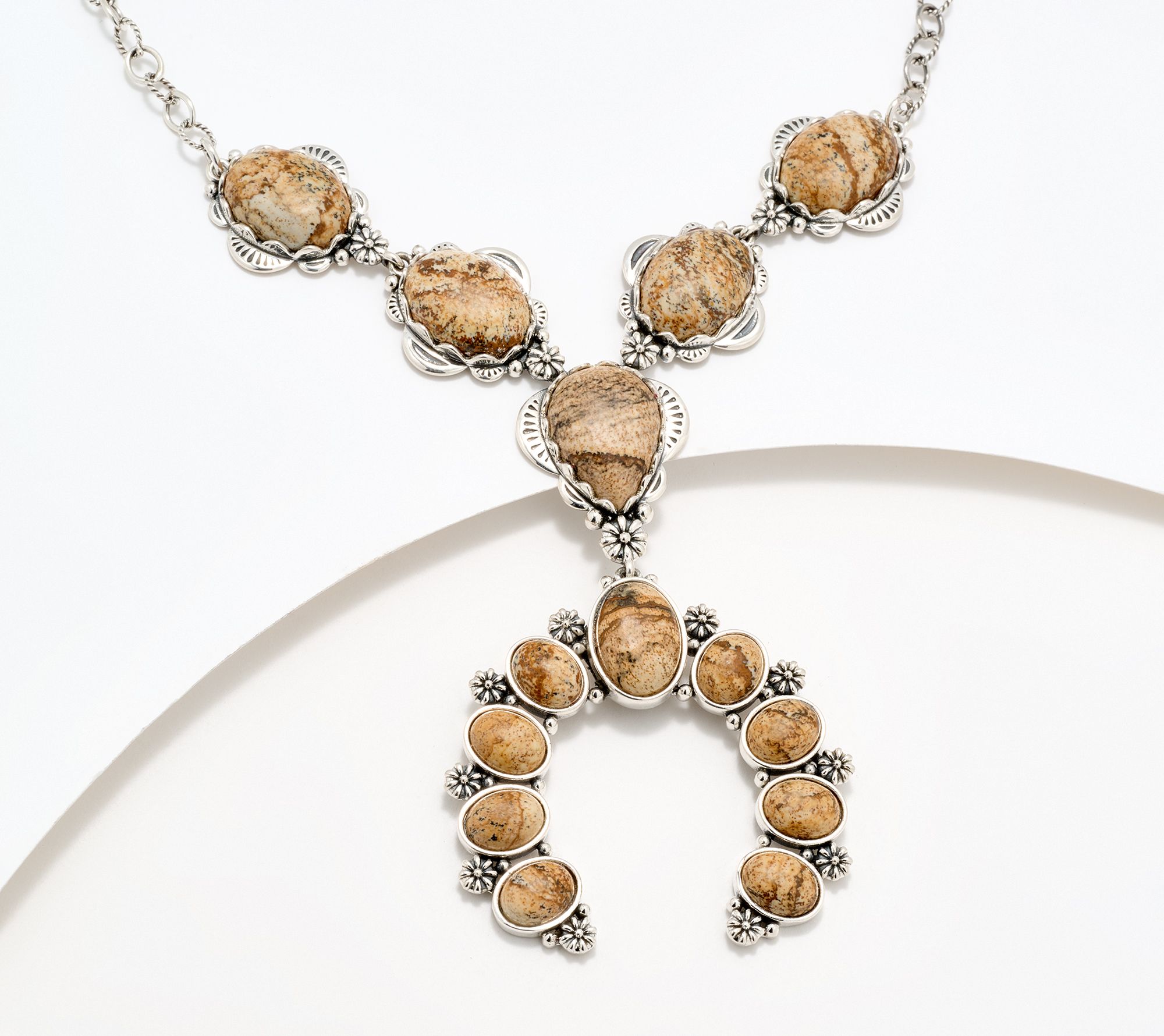 American West Sterling Silver Gemstone Naja V-Shape Necklace