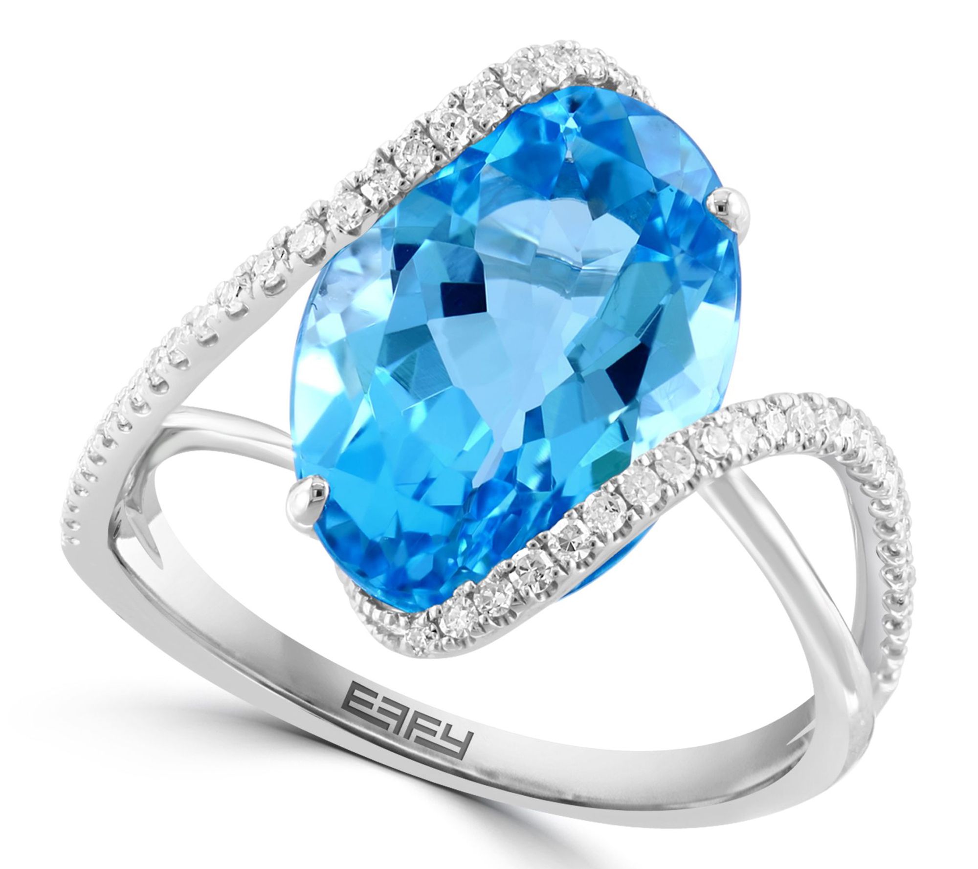 Effy Blue Topaz & Diamond Ring, 14K White Gold - QVC.com