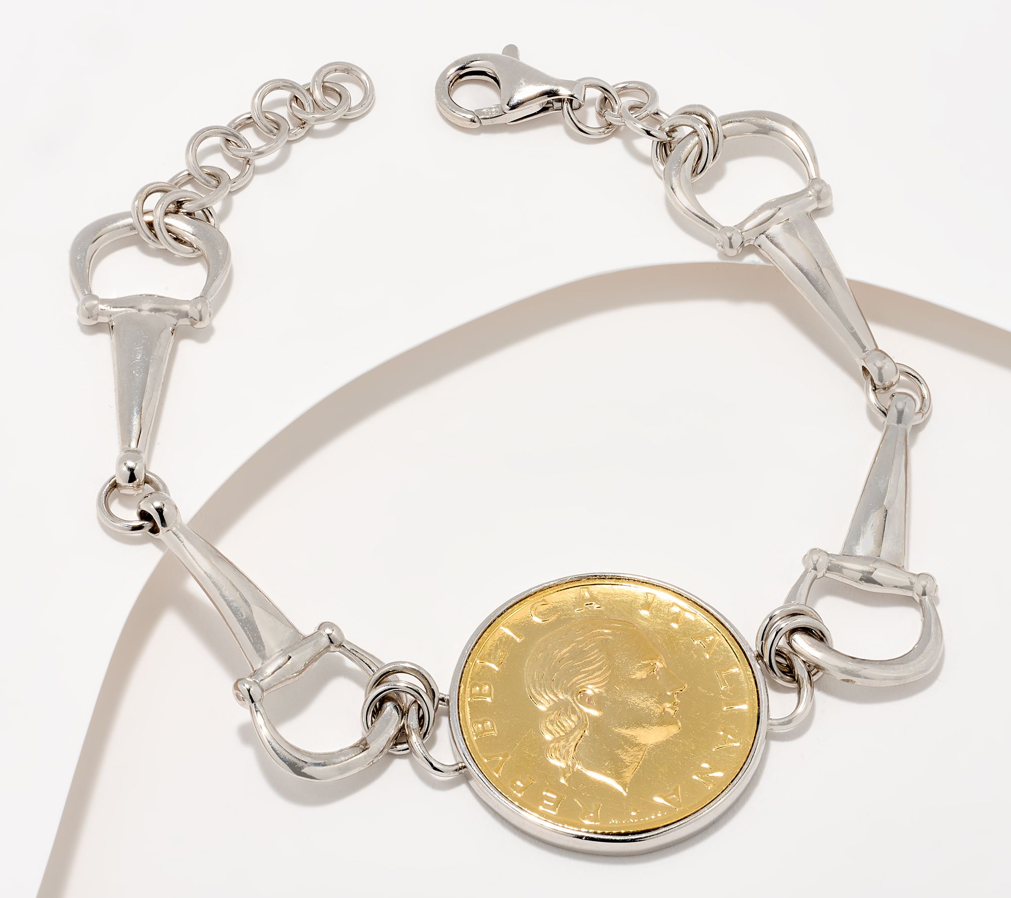 David Markstein Sterling Silver Lira Coin Equestrian Bracelet