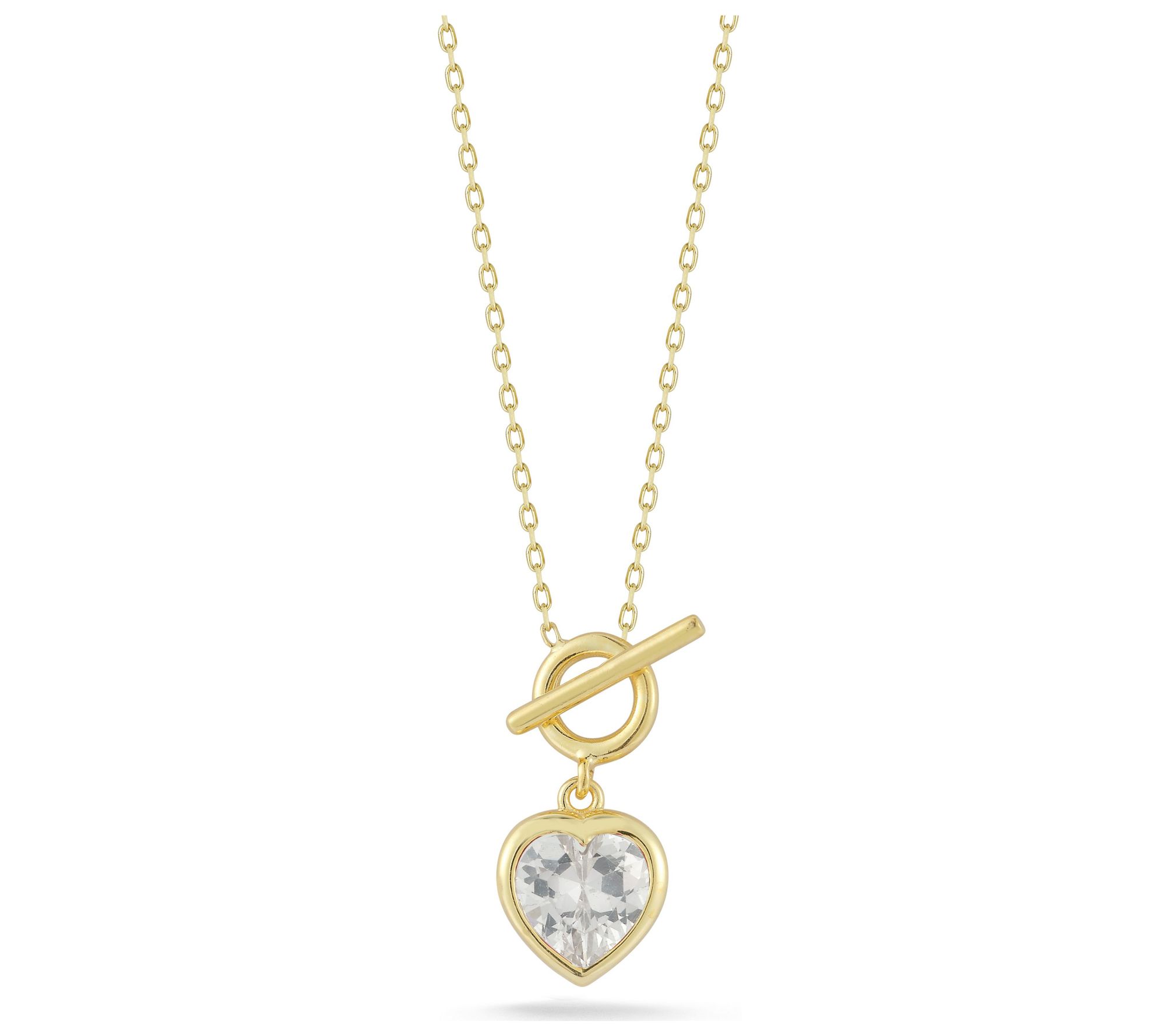 Sterlina Silver Heart Toggle Necklace, 14K GoldPlated