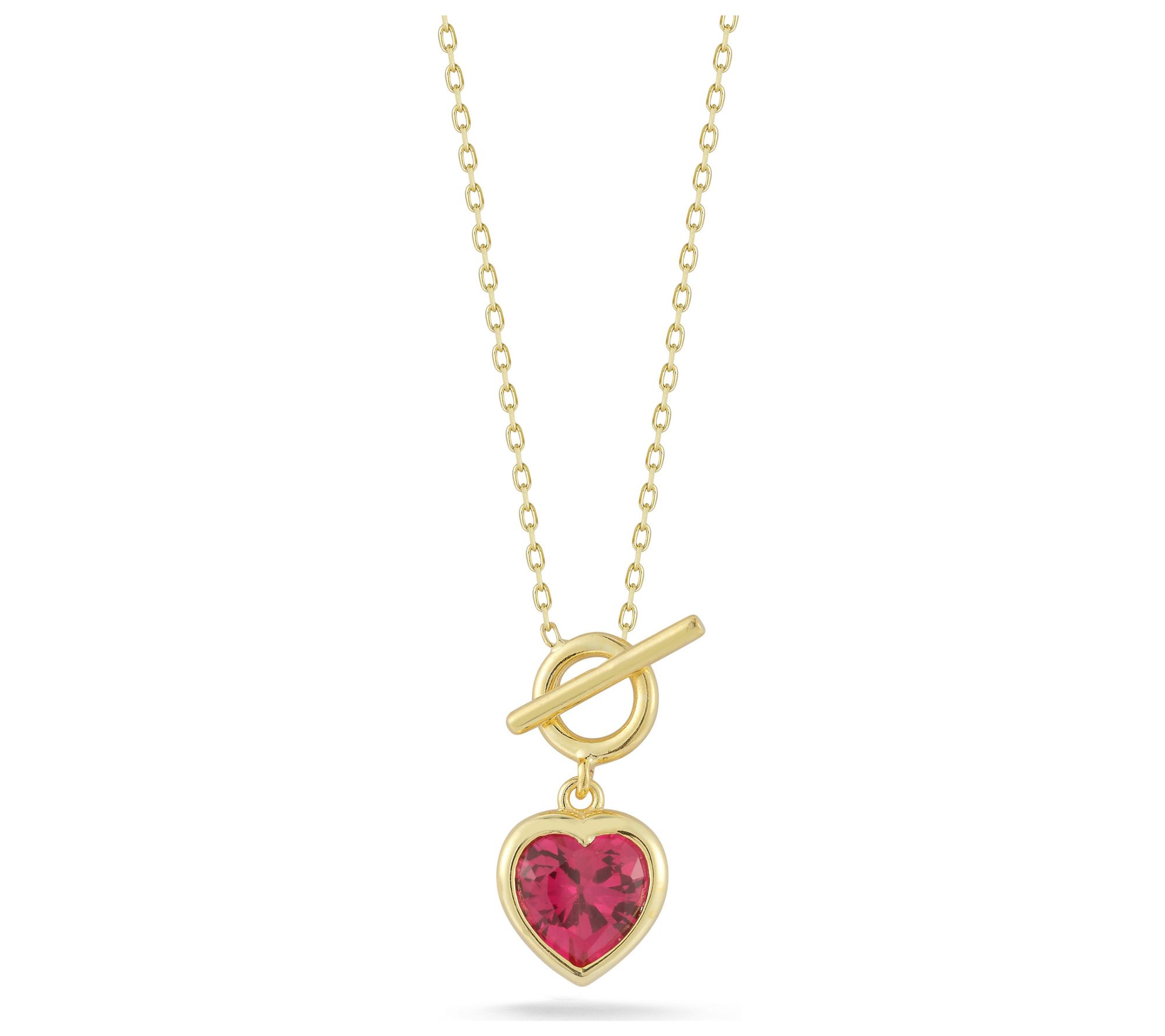 Sterlina Silver Heart Toggle Necklace, 14K GoldPlated