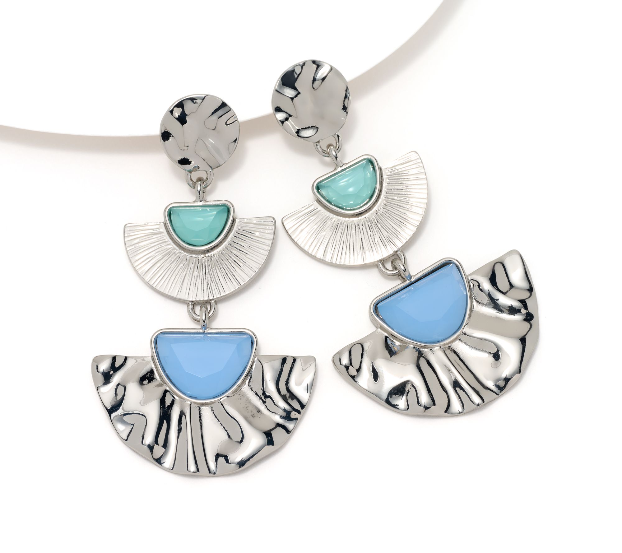 Susan Graver Fan Shaped Hammered Metal Earrings