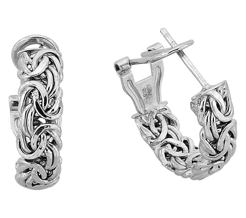 Silver Style 3/4" Polished Byzantine Hoop Earrings, Sterling