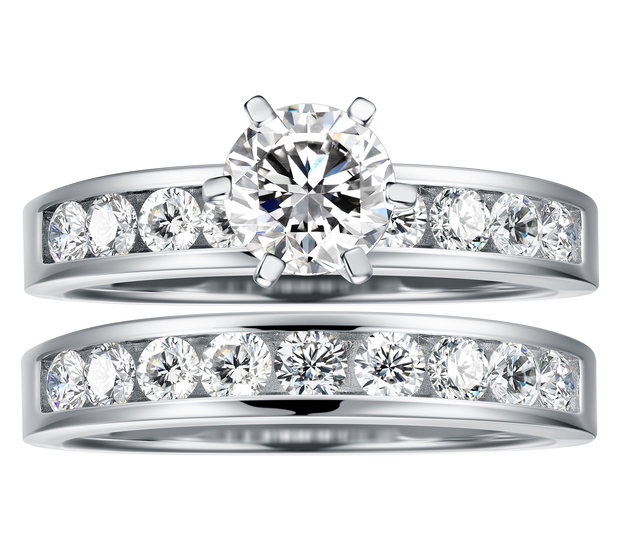 Diamonique 3.55 cttw Bridal Ring Set, SterlingSilver