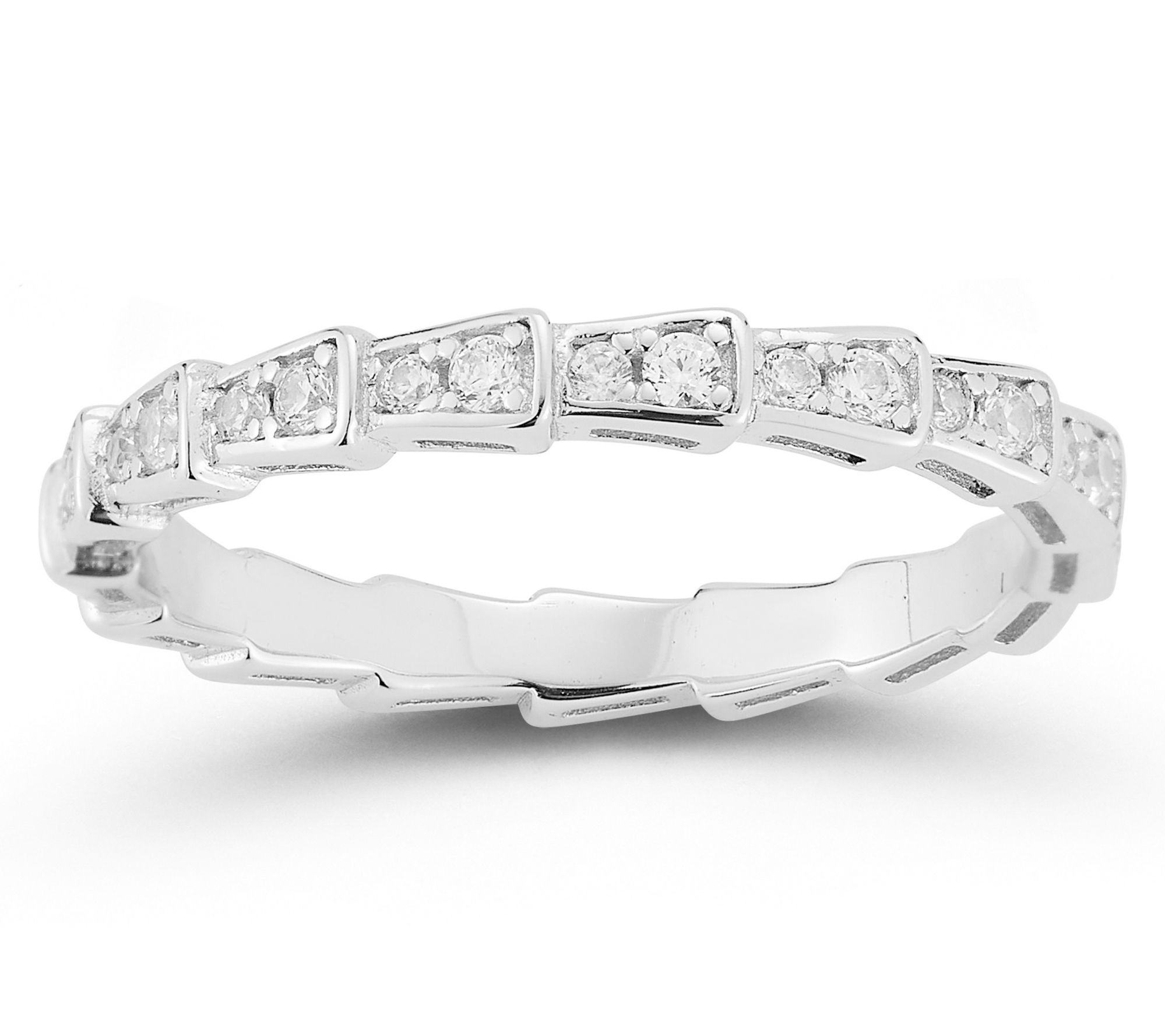 Sterlina Silver Thin Pave Tile Band Ring, Sterling