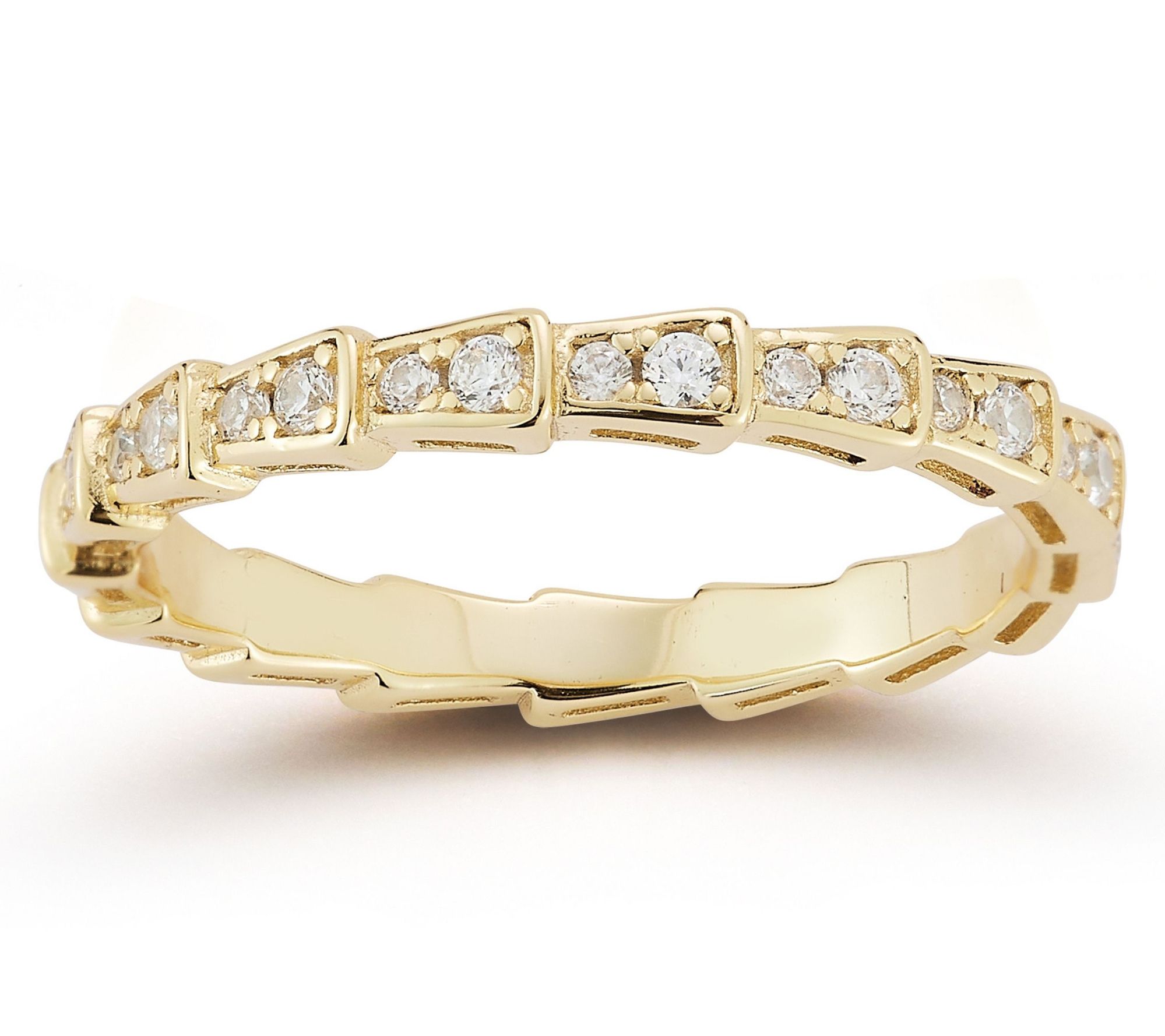 Sterlina Silver Thin Pave Tile Band Ring, Sterling