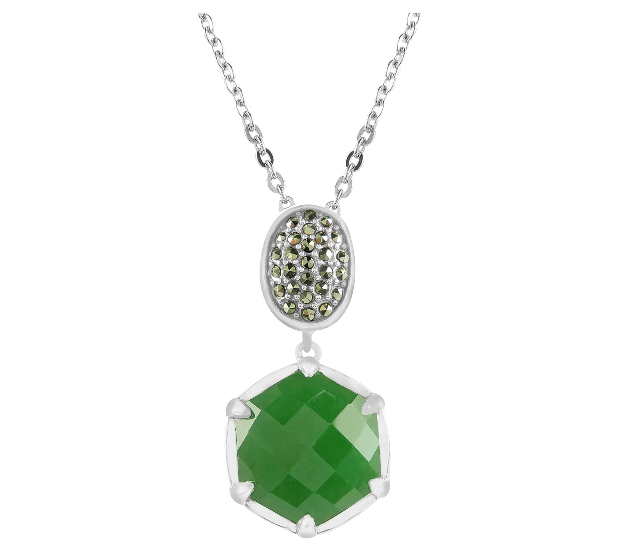 Suspicion Sterling Silver Jade & Marcasite Necklace