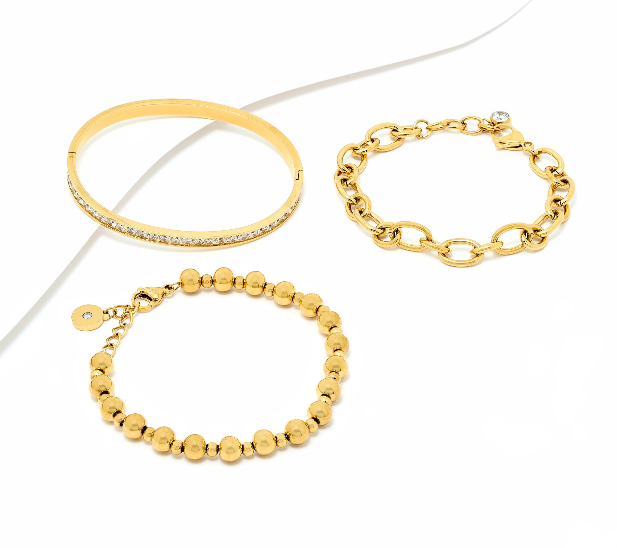  Steel by Diamonique Bangle & Bracelets Set