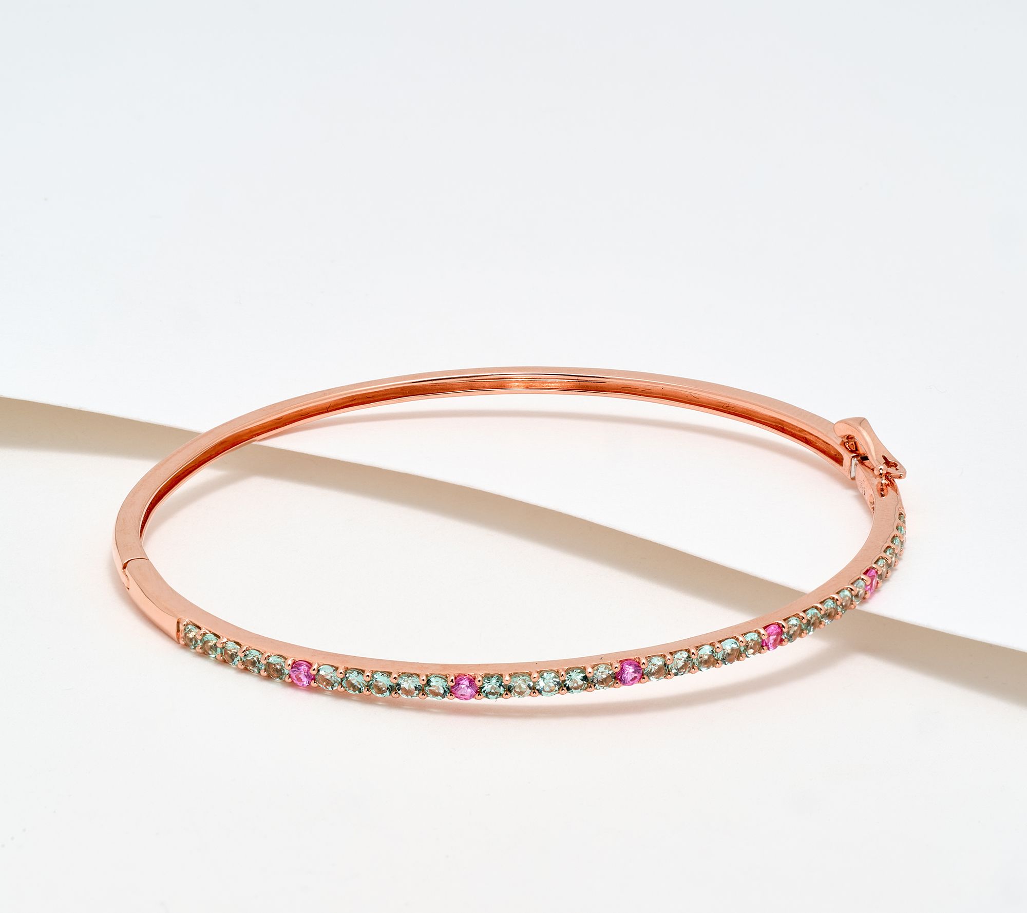Gem Discoverer Aquaiba & Pink Sapphire Bangle, 14K Rose Gold