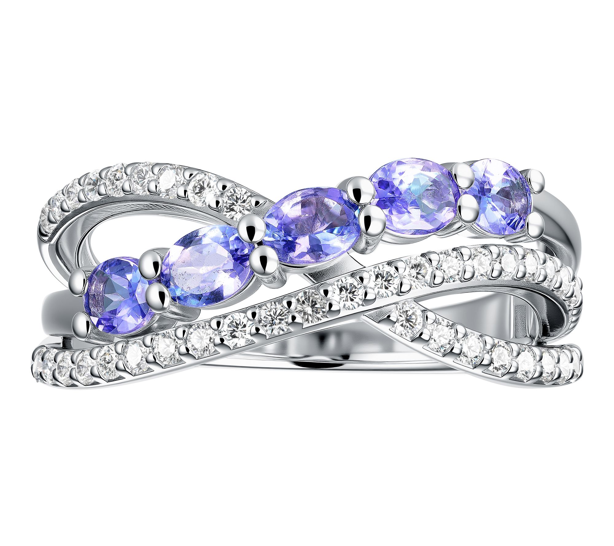 Affinity Gems Tanzanite & White Zircon HighwayRing, Sterling