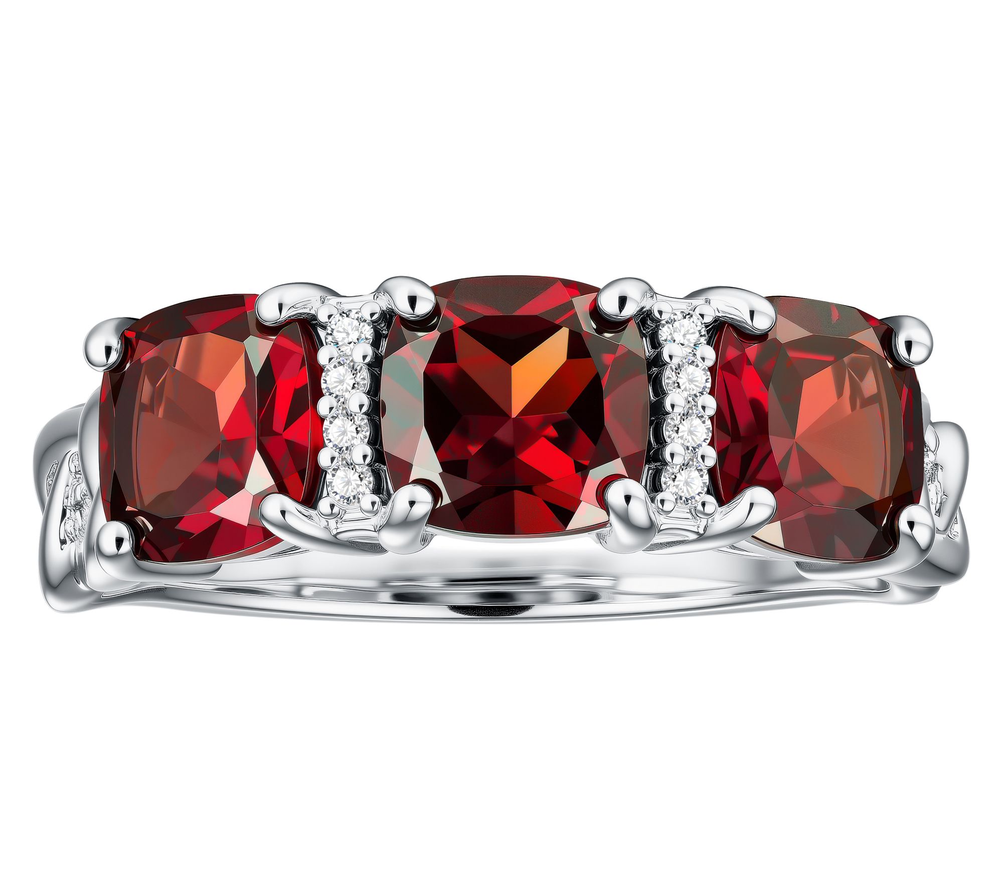 Affinity Gems 3-Stone Gemstone Cushion Band Ring, Sterling