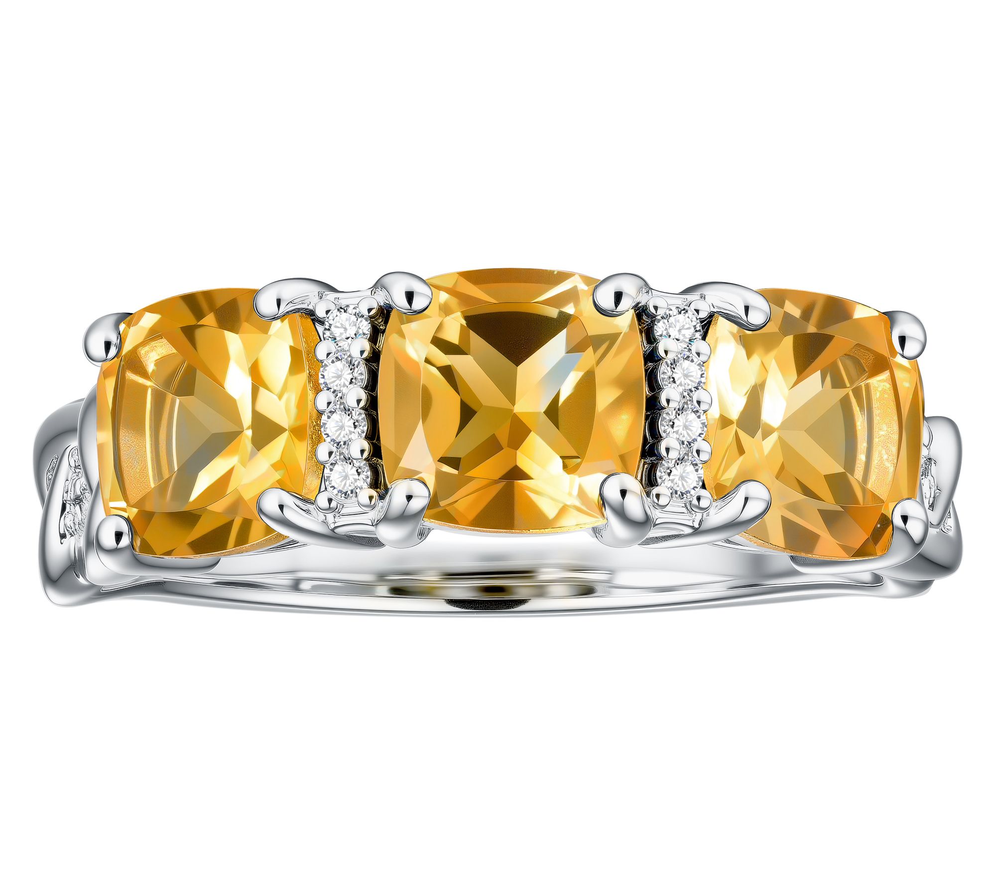 Affinity Gems 3-Stone Gemstone Cushion Band Ring, Sterling