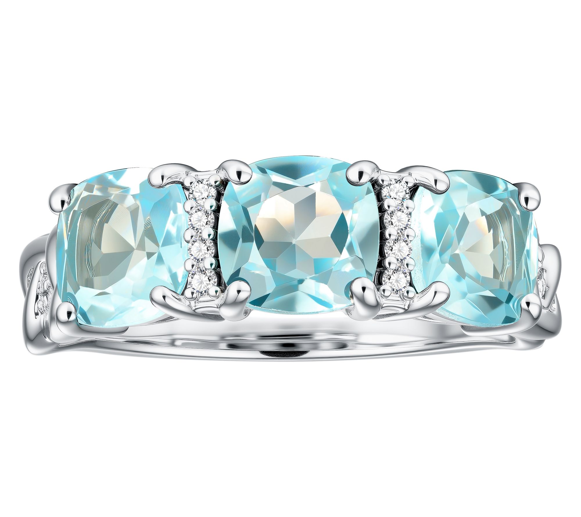 Affinity Gems 3-Stone Gemstone Cushion Band Ring, Sterling