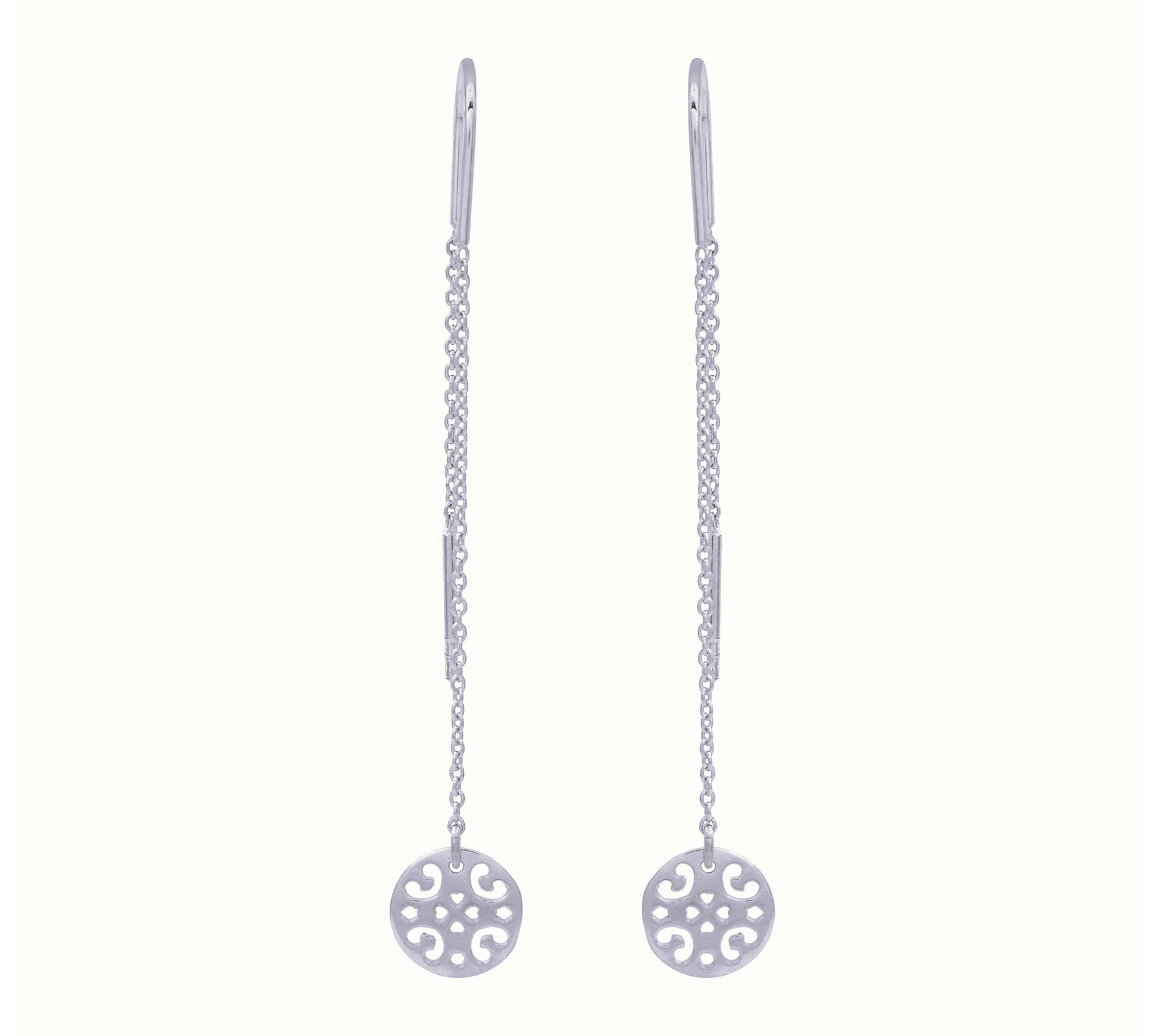 Sterling Silver Disc Charm Threader Earrings
