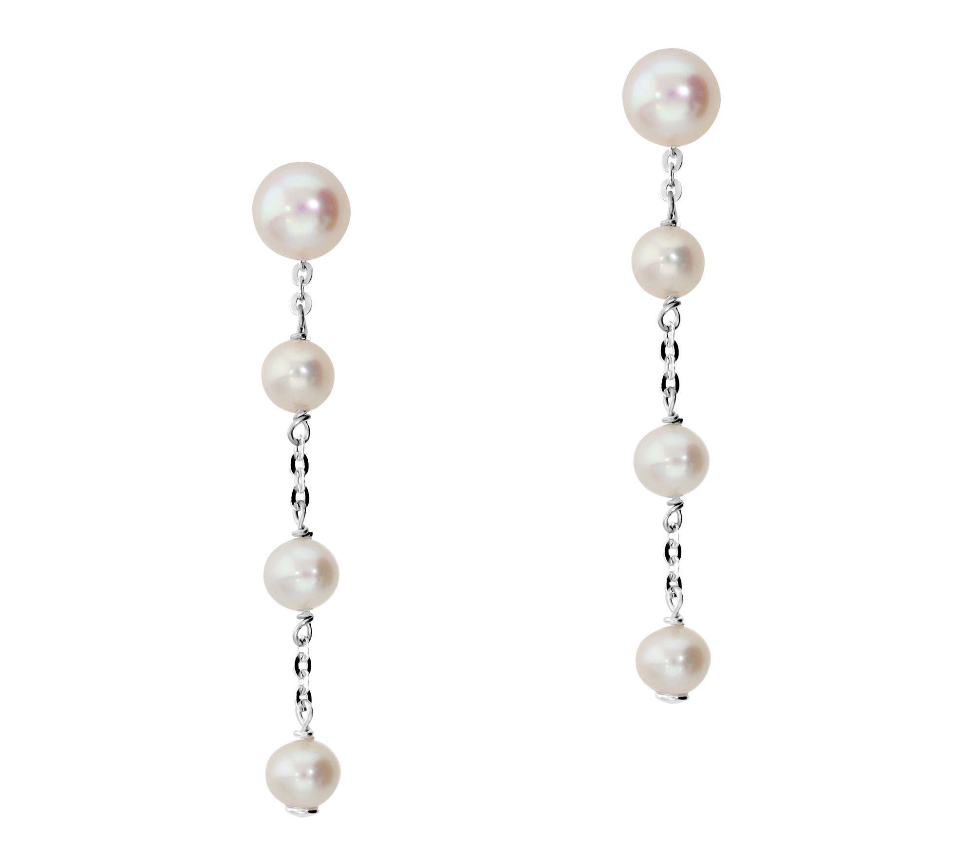Honora Sterling Cultured Pearl Linear Drop Earrings