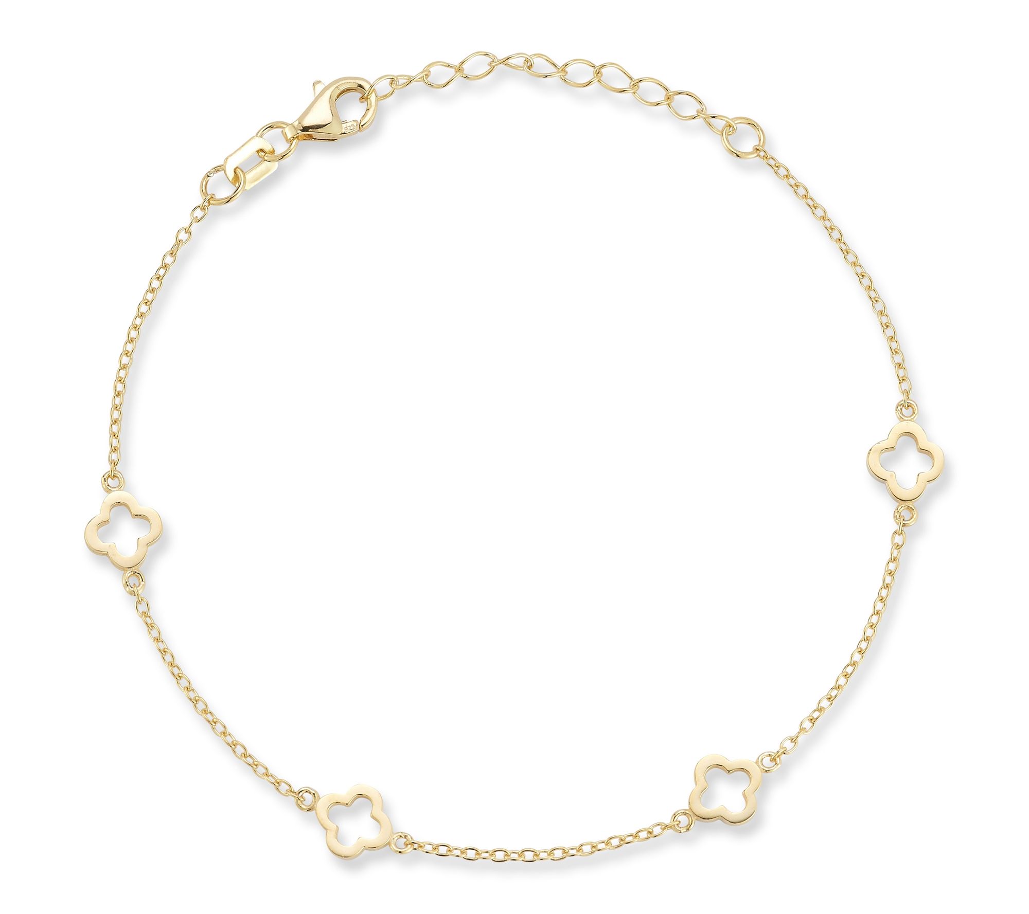 Sterlina Silver Open Clover Station Bracelet, Sterling