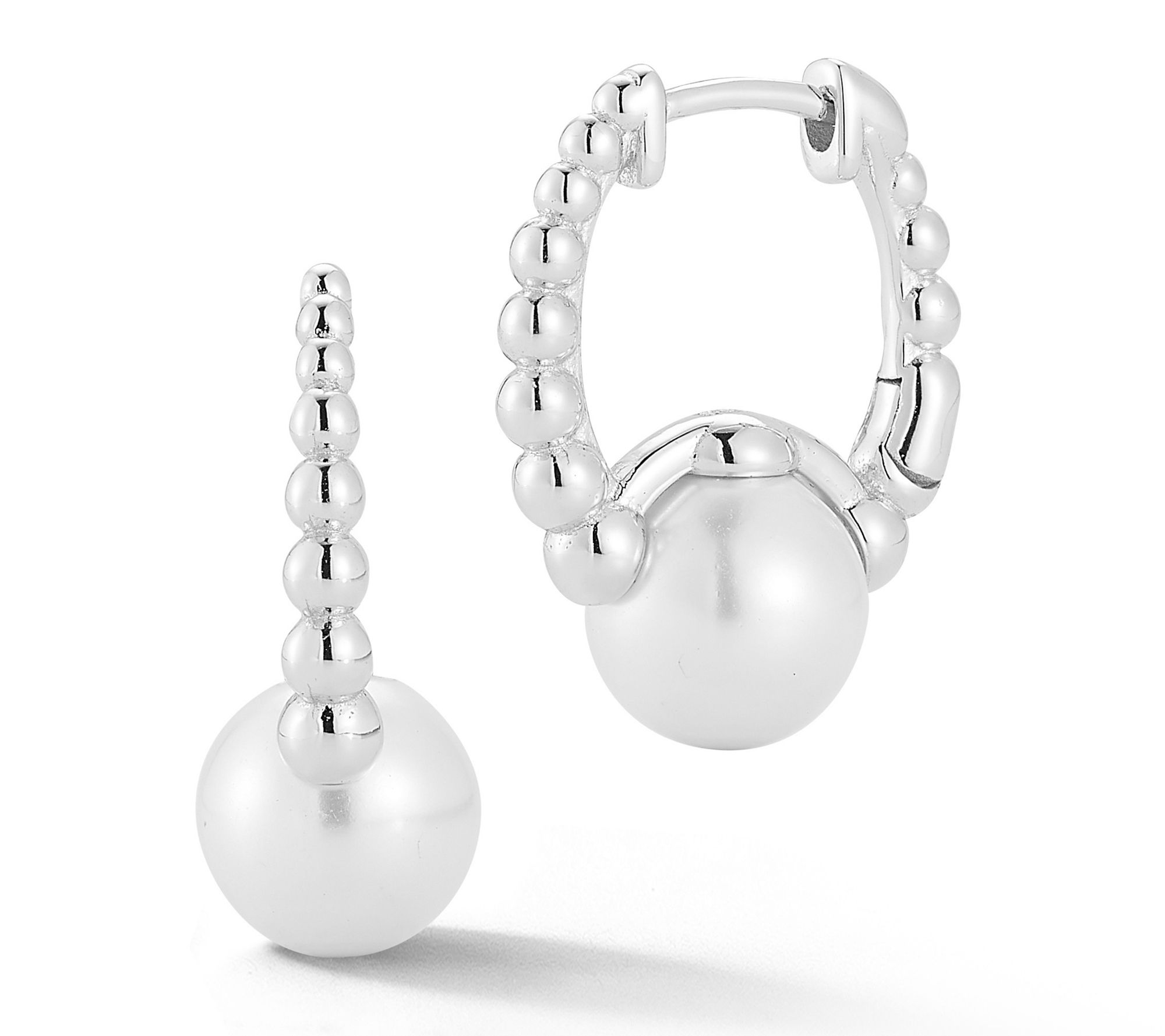 Sterlina Silver Cultured Pearl Bubble Hoop Earrings, Sterling