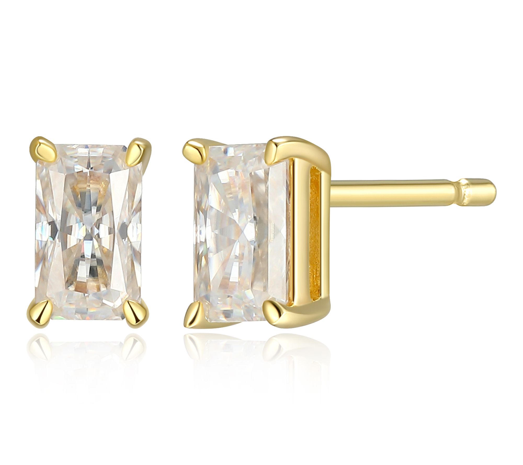 Moissanite 0.65 cttw Emerald Stud Earrings, Sterling Silver