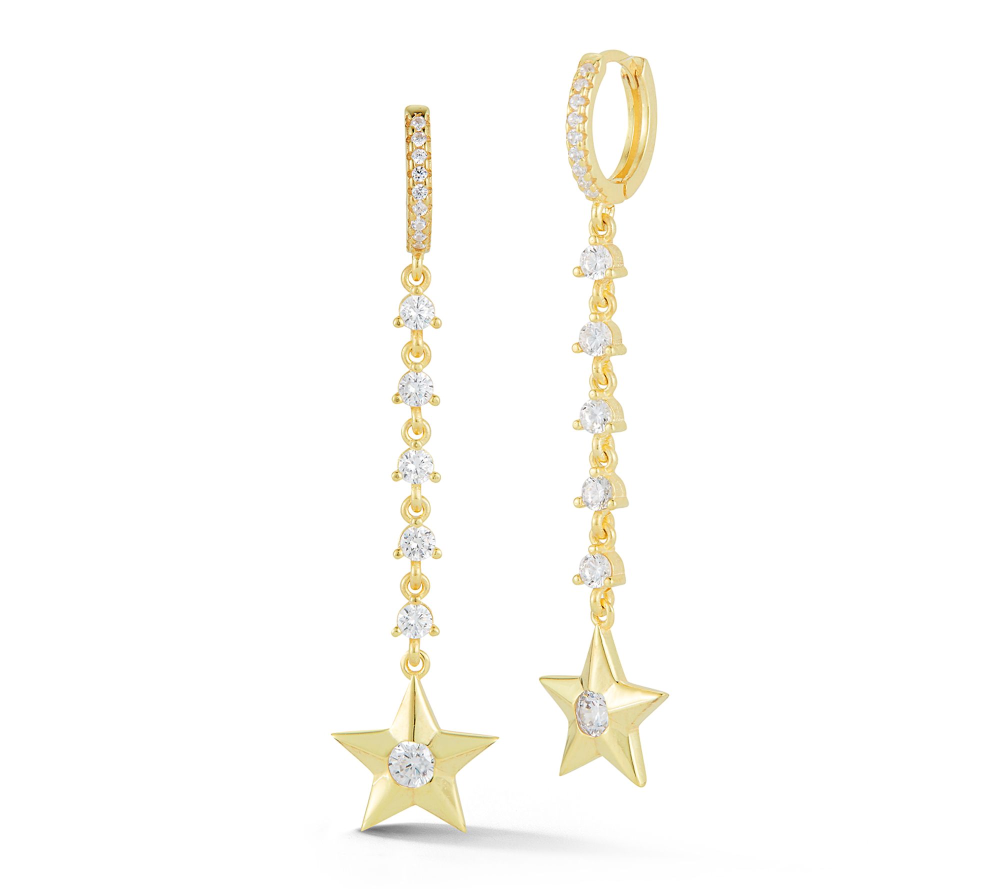 Sterlina Silver Star Drop Charm Hoop Earrings,Sterling