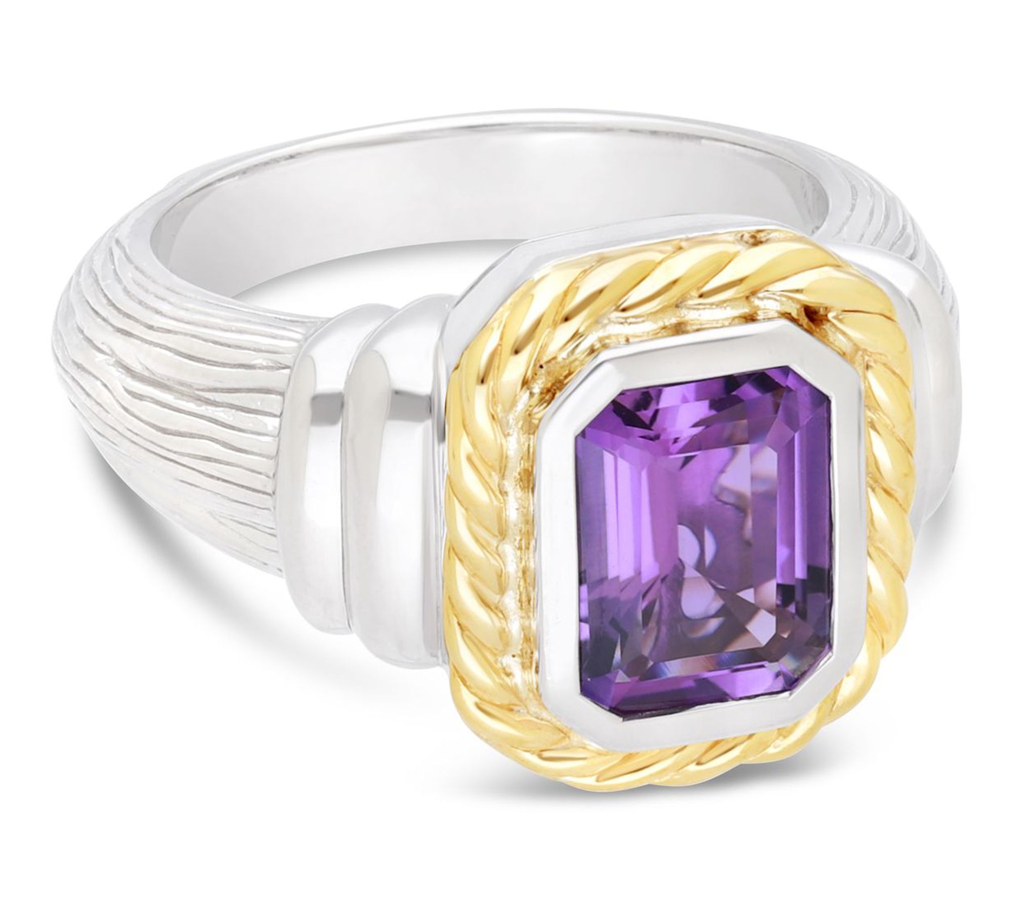 Ariva Sterling Silver & 18K Gold Amethyst Ring