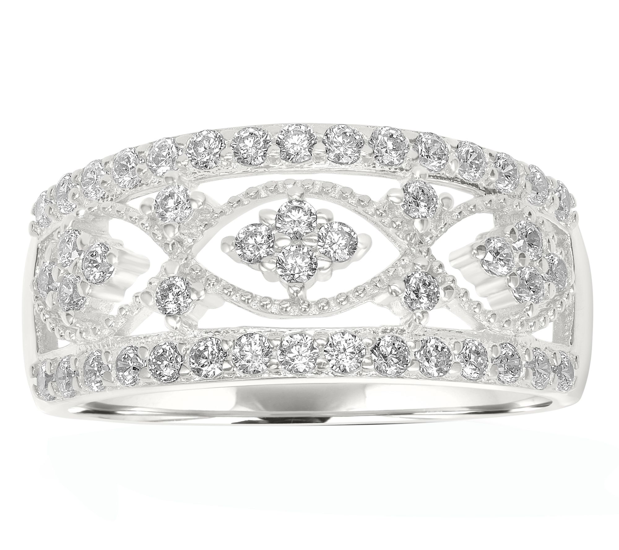 Diamonique x Kathy Levine Openwork Band Ring, Sterling