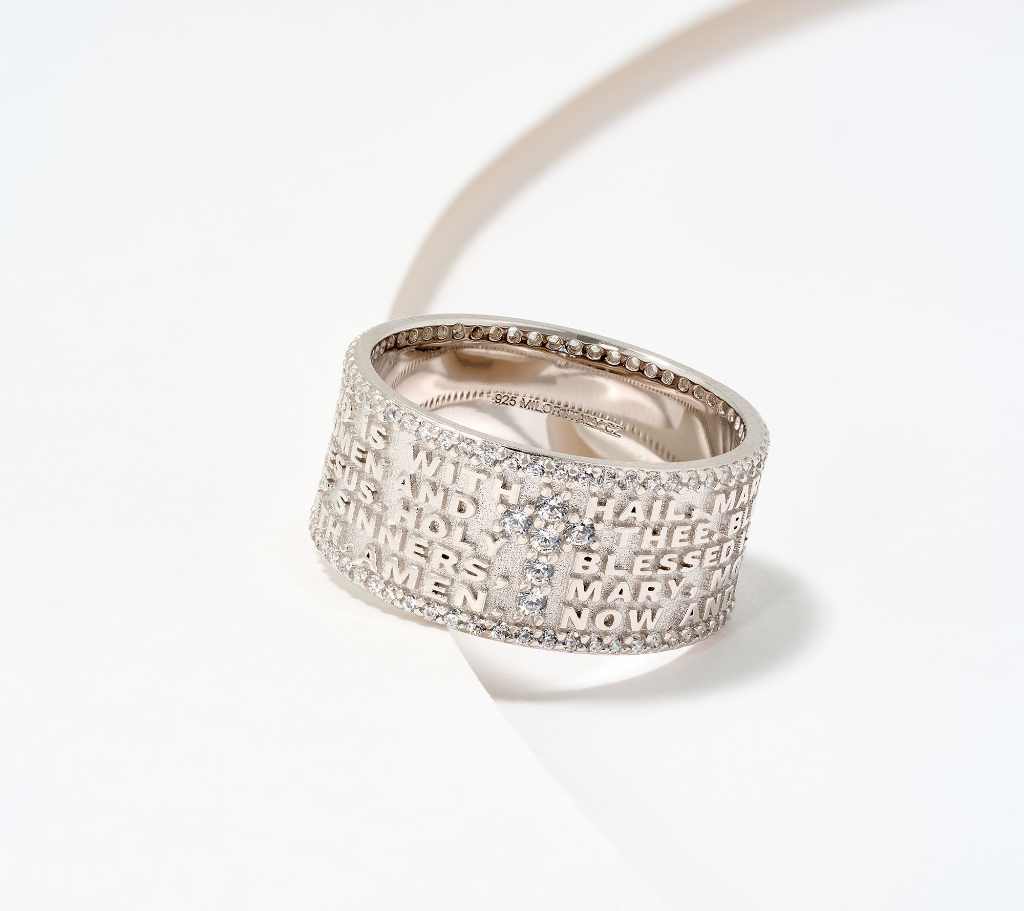 "As Is" Diamonique Italia Prayer Band Ring, Sterling Silver