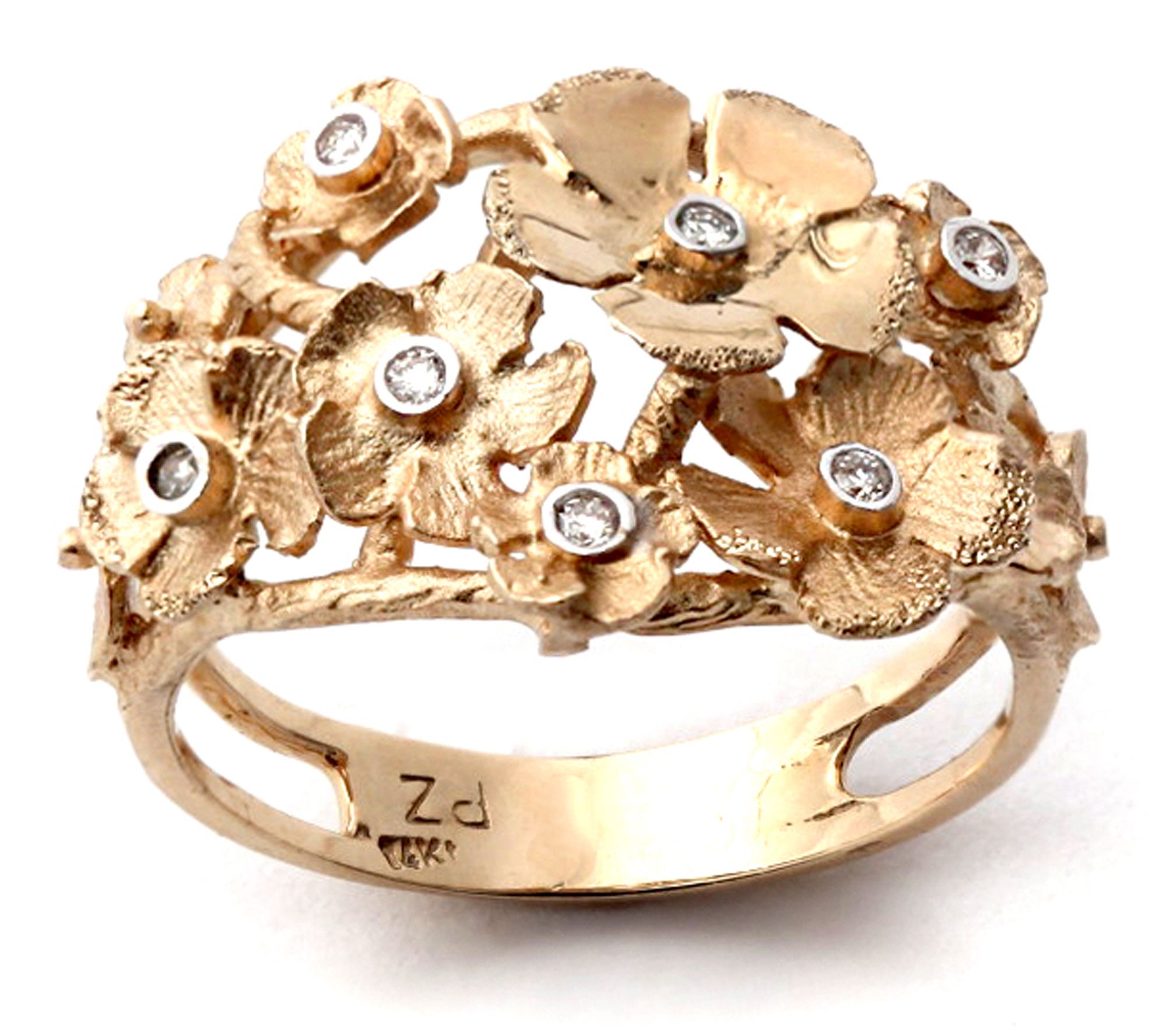 Adi Paz 14K Gold Diamond Accent Flower Ring
