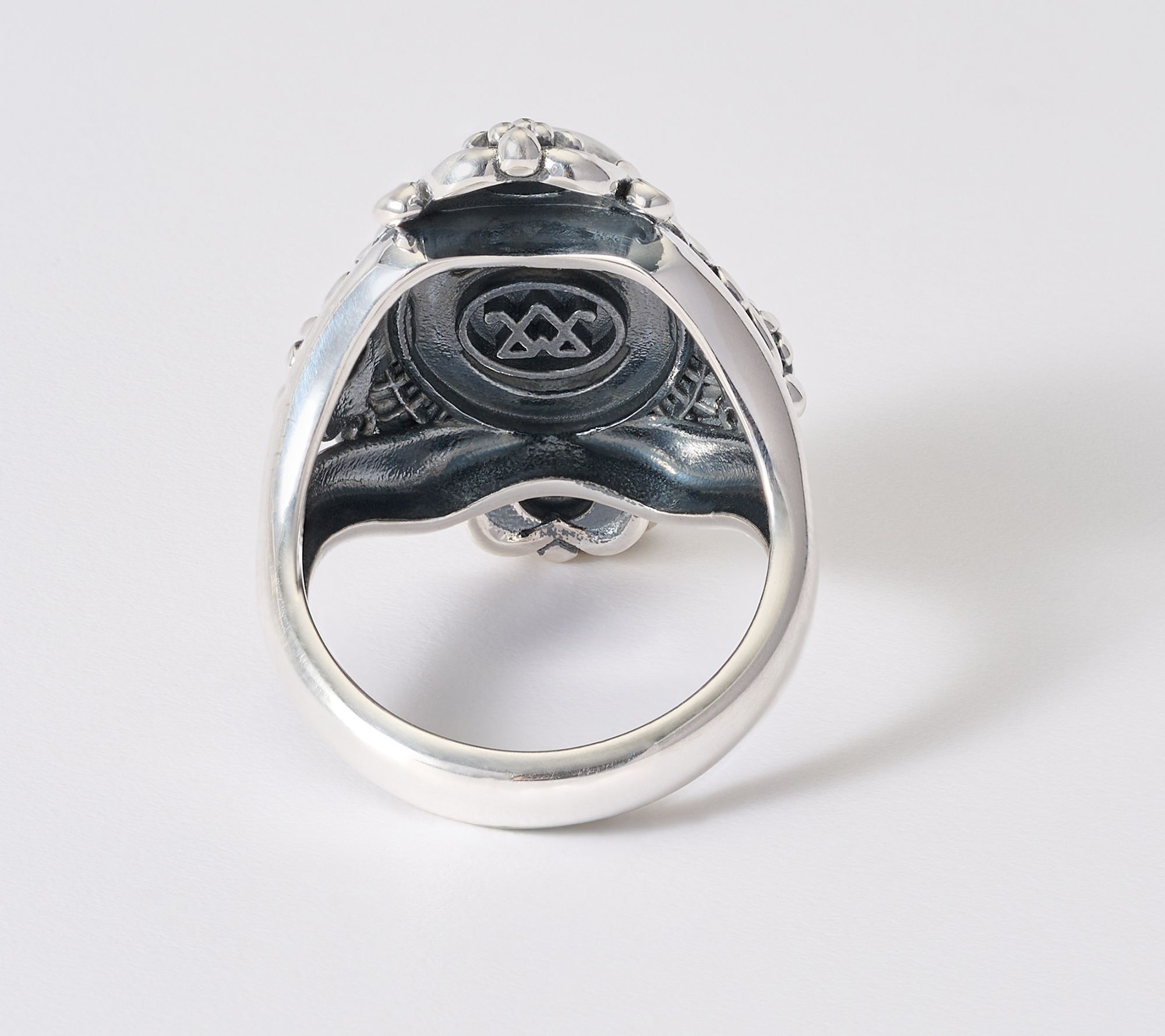 American West Sterling Silver Oval Gemstone Concha Ring - QVC.com