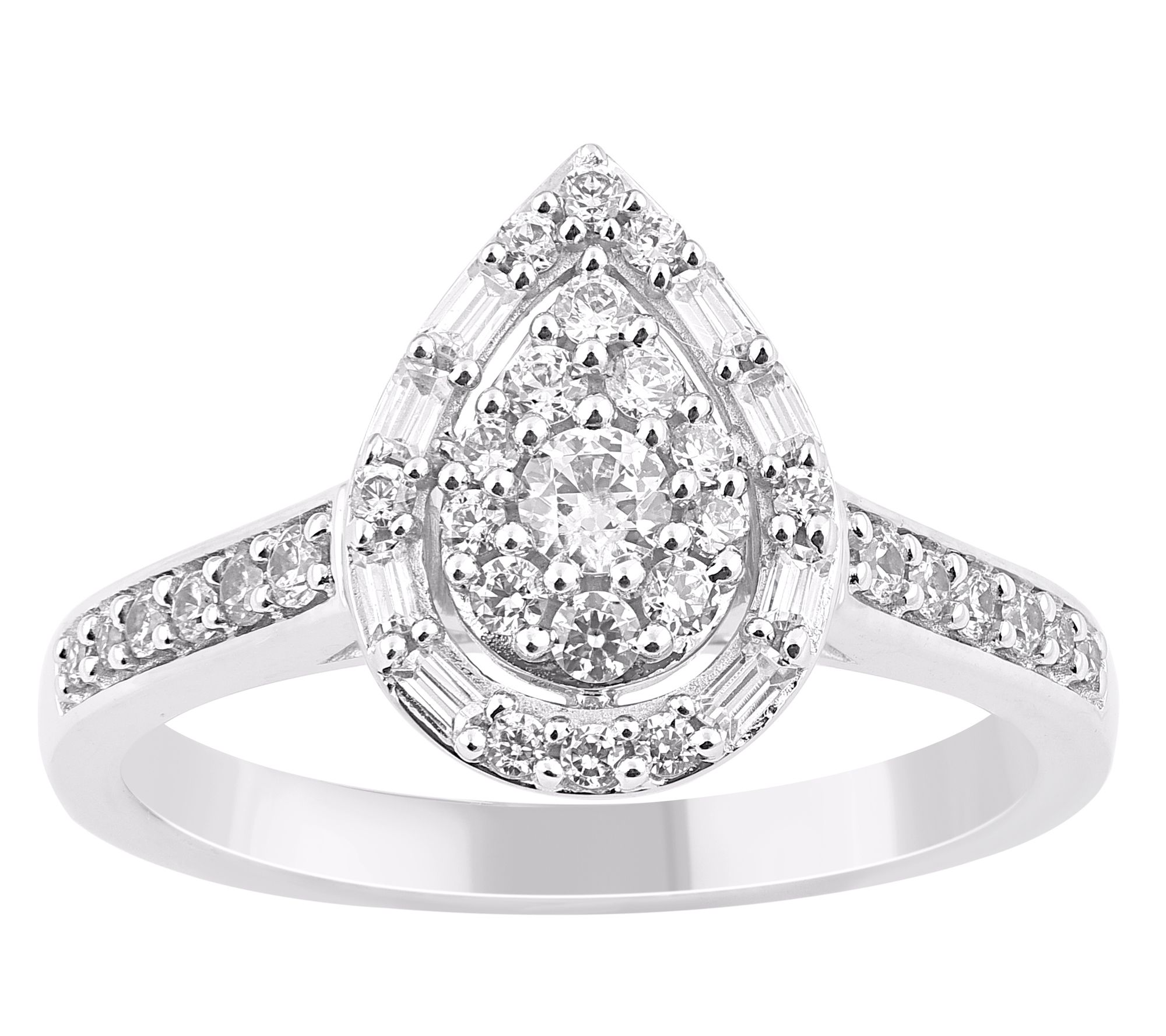 Happy⭐Ring Affinity Diamonds 0.50 cttw Tear Drop Ring, Sterling Silver - QVC.com