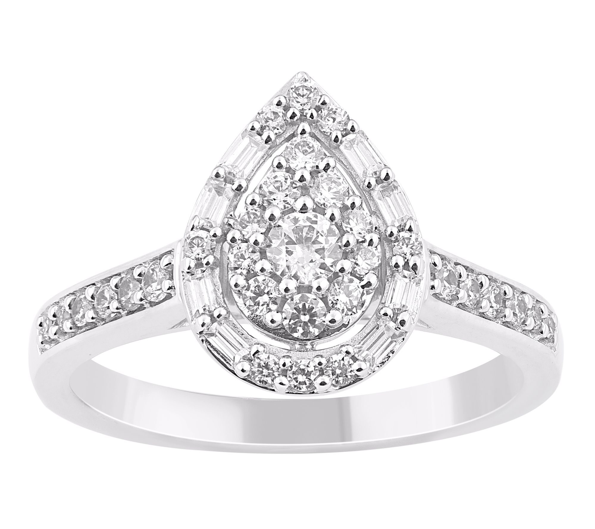 Affinity Diamonds 0.50 cttw Tear Drop Ring, Sterling Silver