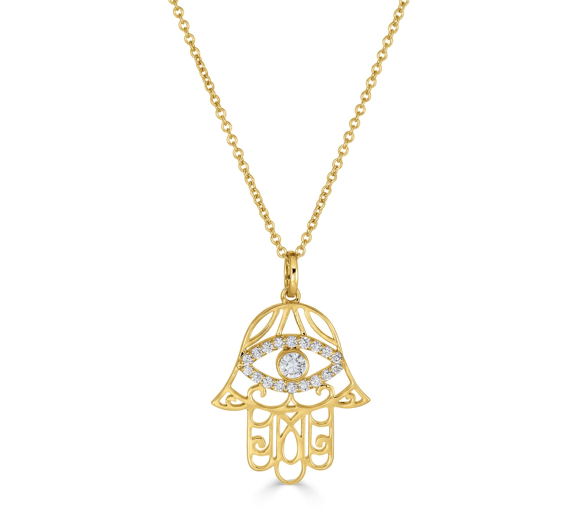 Vida Lab Diamonds Lab Grown Hamsa Pendant w/ Chain, 14K