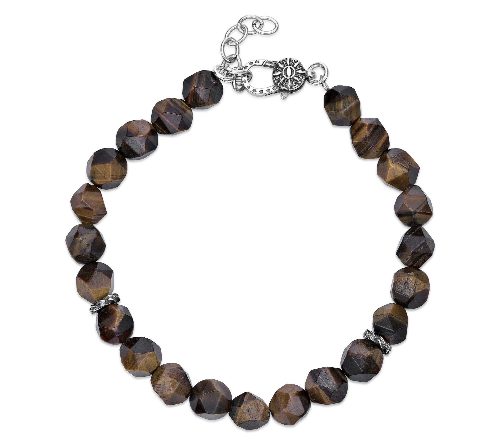 LYNX Men's Sterling Silver Gemstone Bead Bracelet
