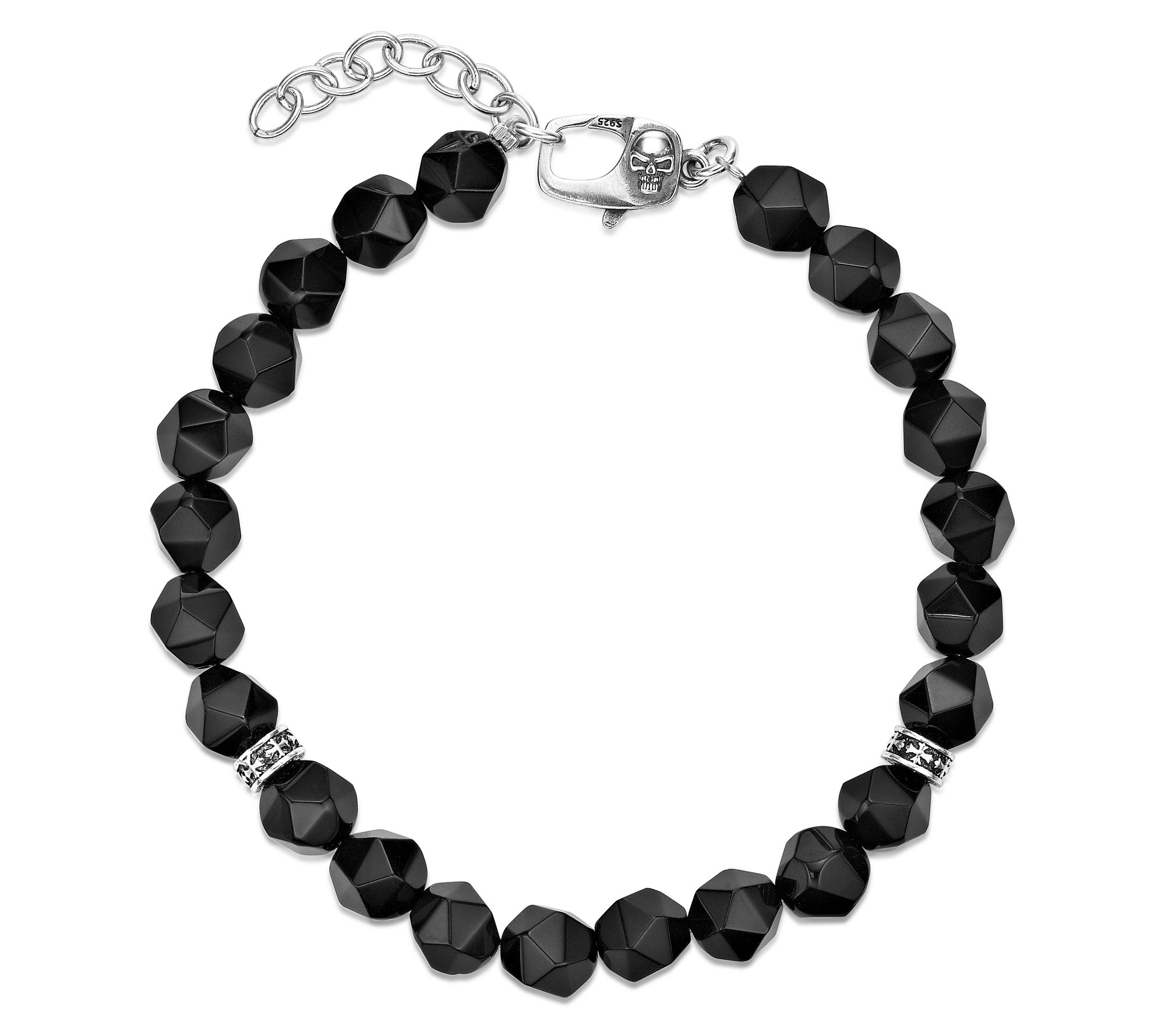 LYNX Men's Sterling Silver Gemstone Bead Bracelet
