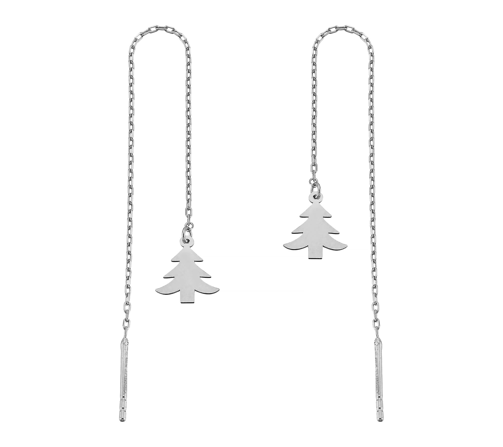 Silver Style Ch ristmas Tree Th reader Earrings ,  Sterling