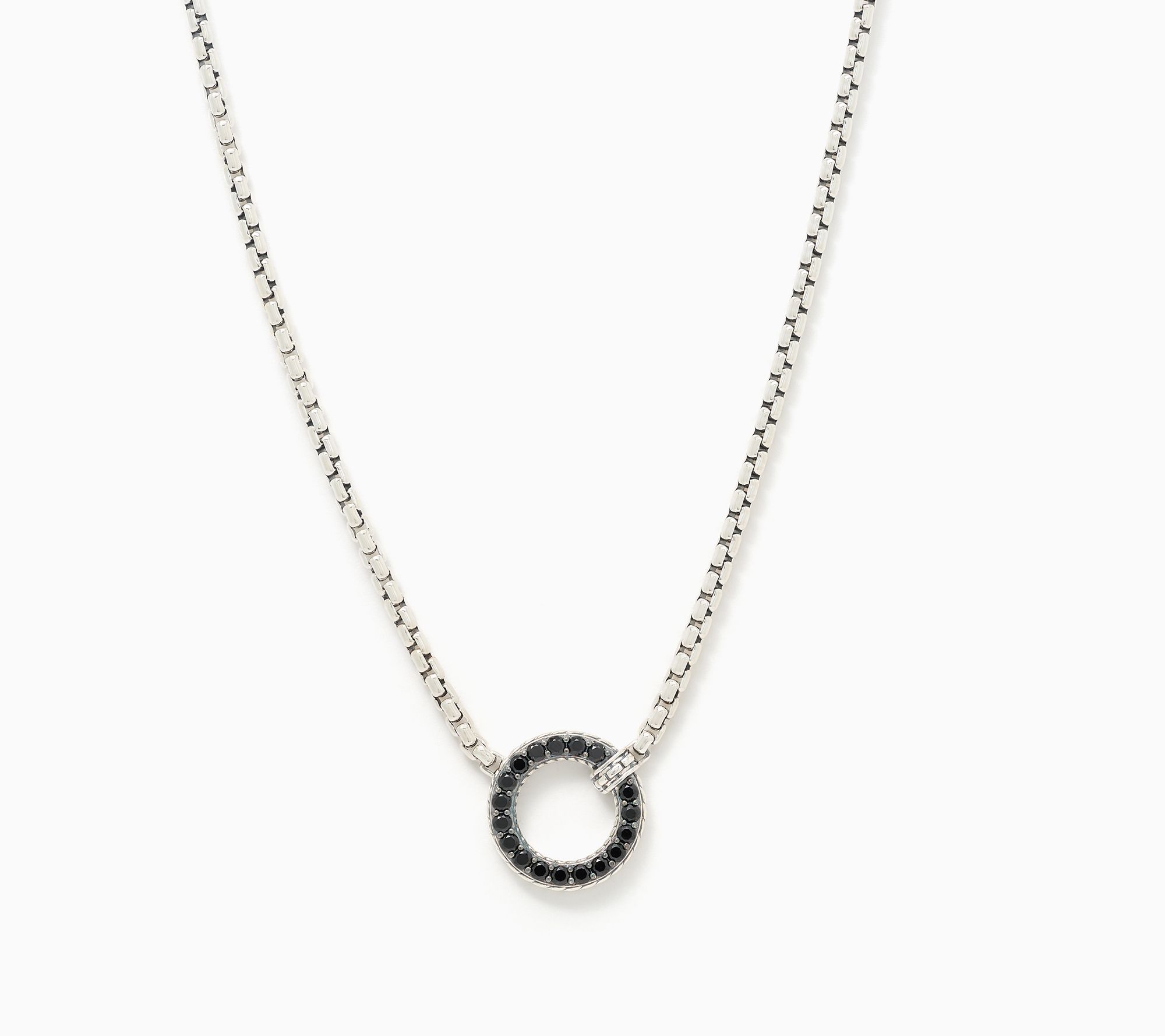 JAI Sterling Silver Circle Gemstone 2.7mm Box Chain Necklace, 17g