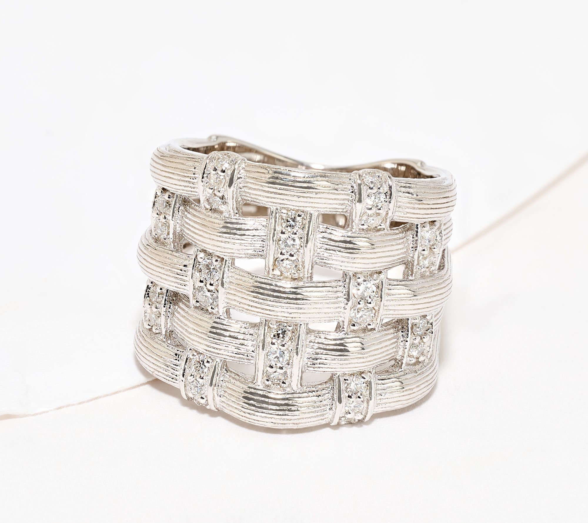 "As Is " David Markstein Lab Grown Diamond 0.44 cttw Wvn Ring, Sterling