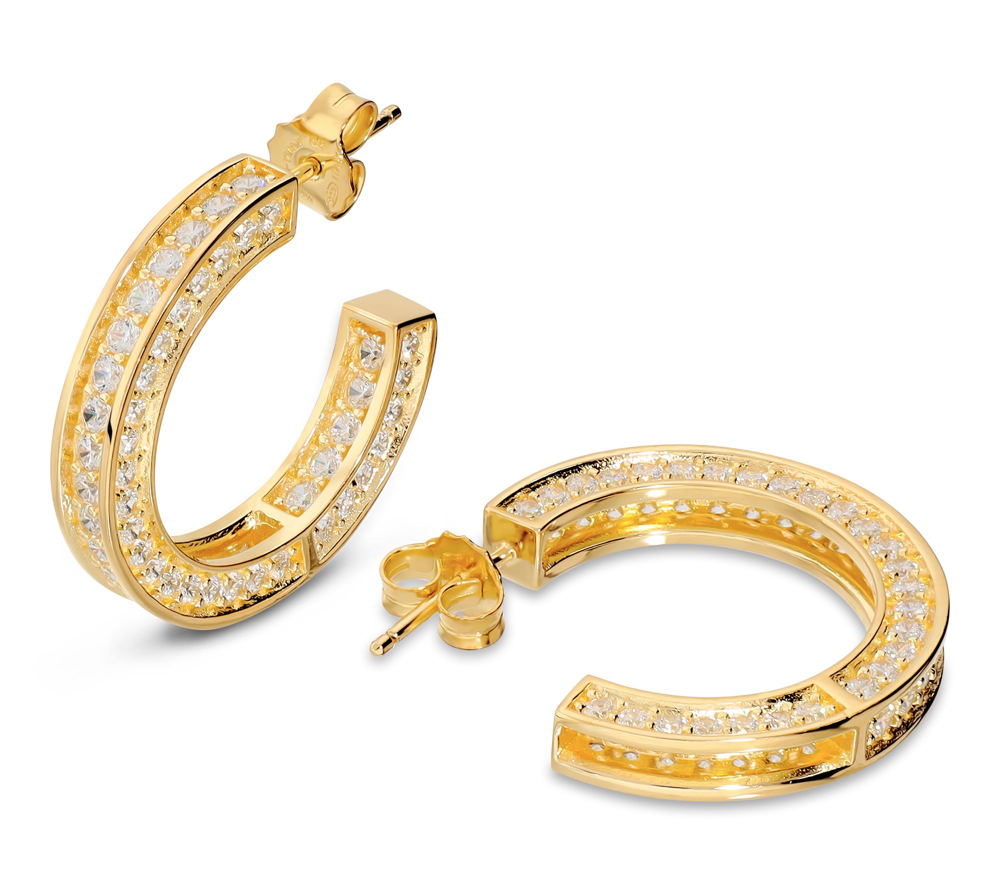 Diamonique Italia Square Tube Hoop Earrings