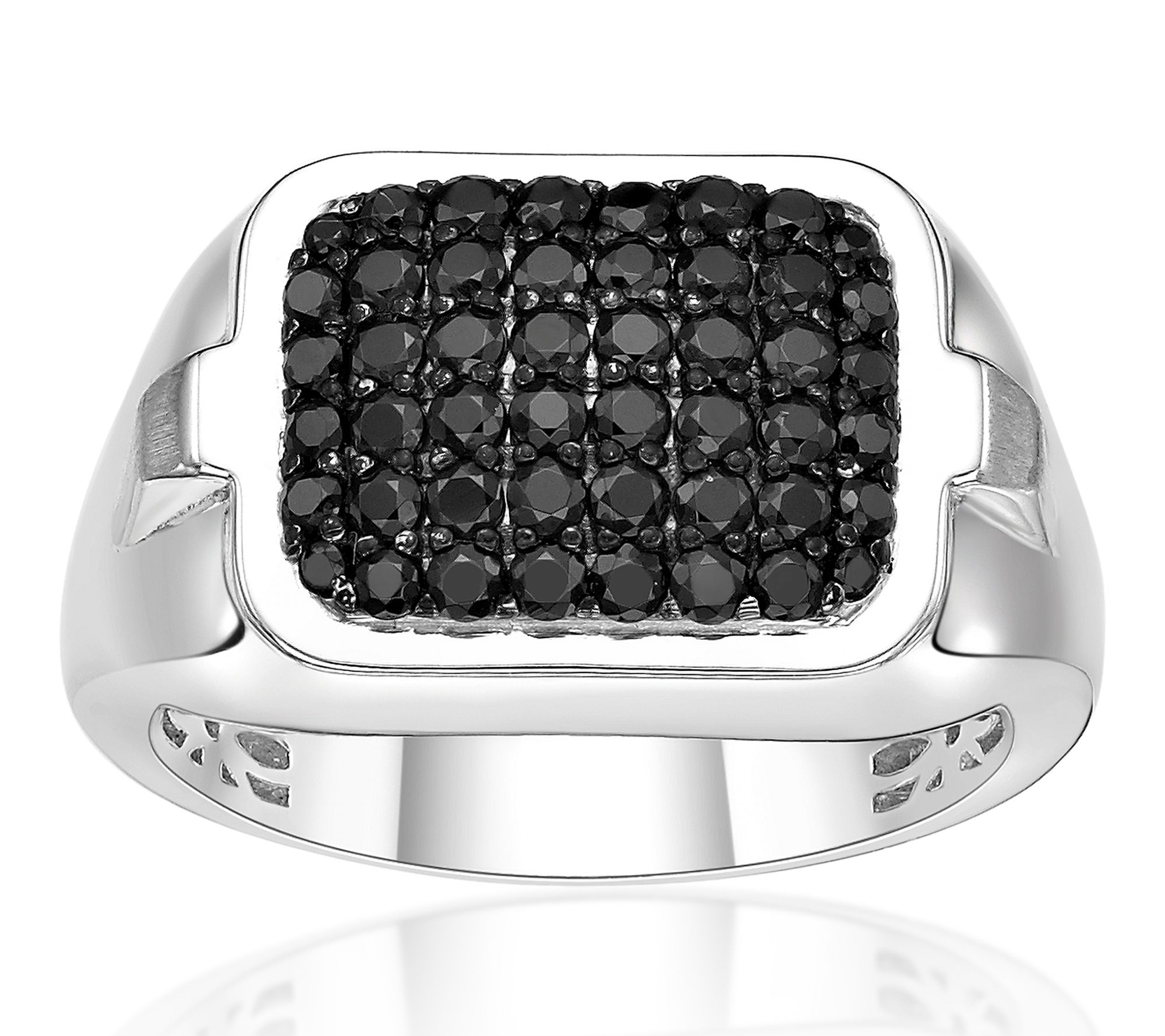 LYNX Men's Sterling Silver Black Spinel PavÃ© Ring