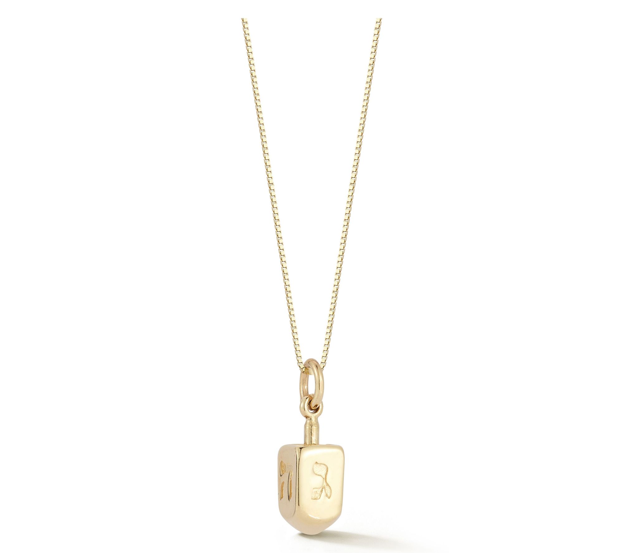 Italian Gold Dreidel Pendant w/ Chain, 14K