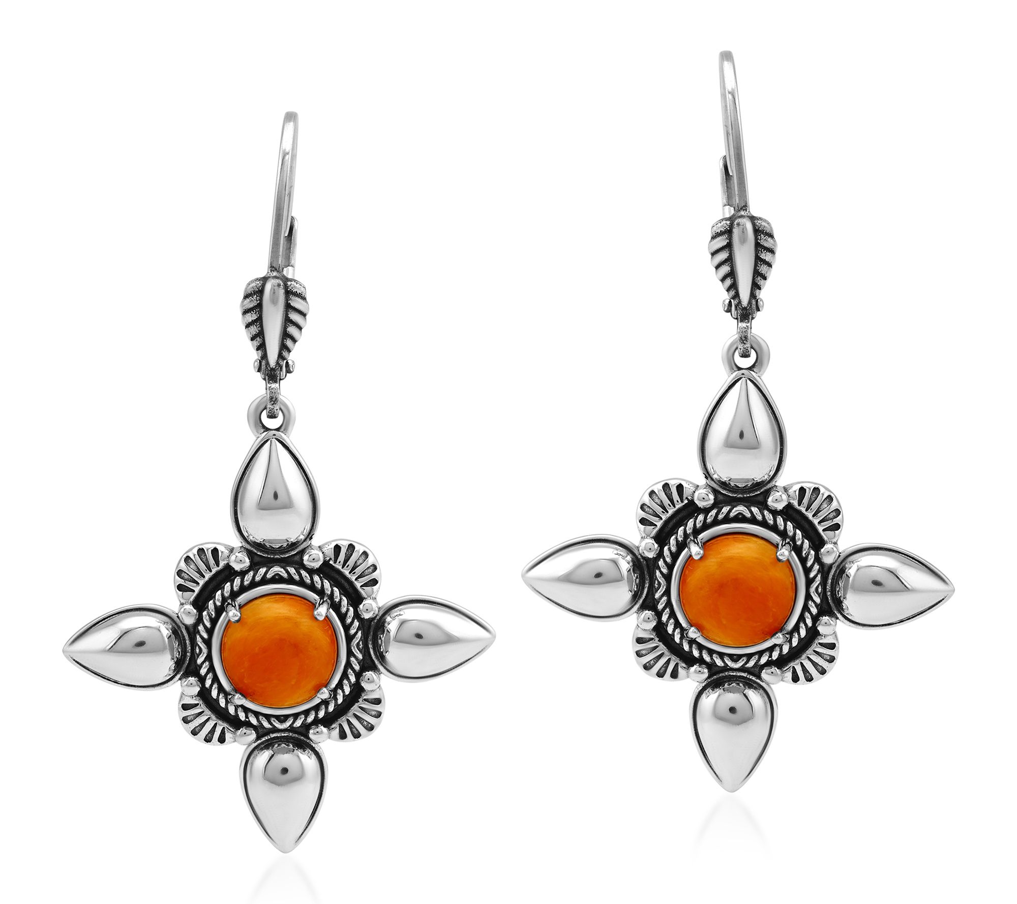 American West Round Gemstone & Pear Shape Lever Back Earrings