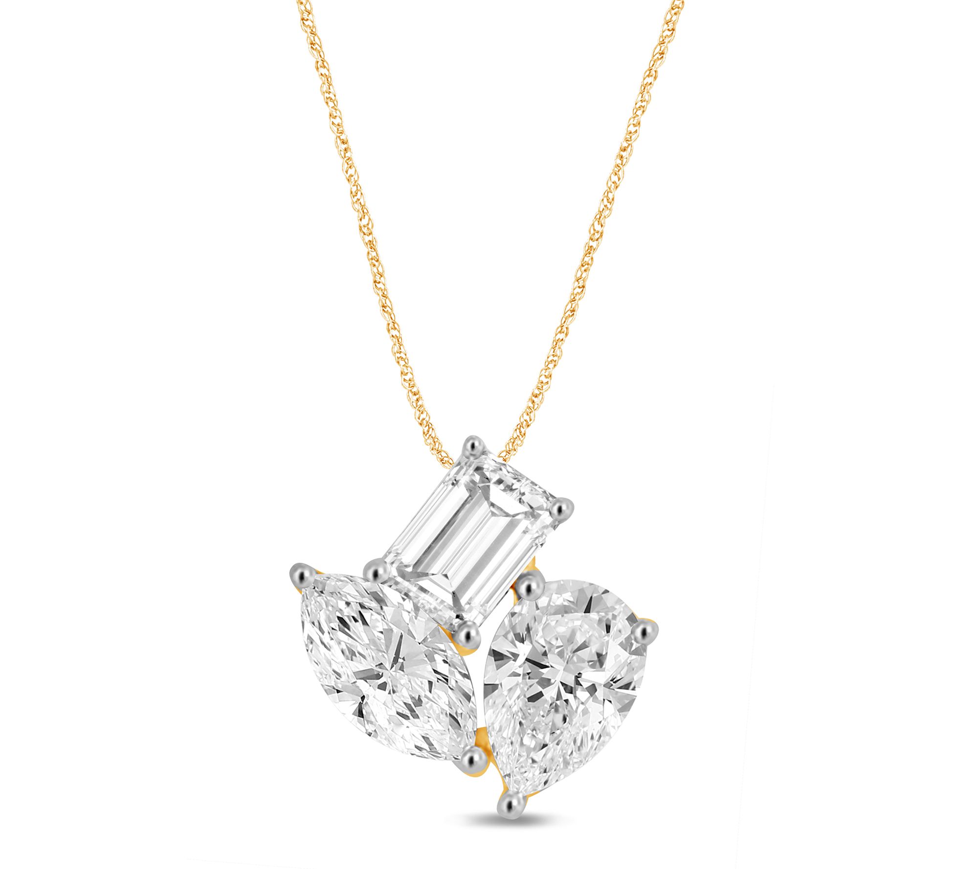 Fire Light 1.50 cttw Lab Grown Diamond Multi-Cut Necklace, 14K