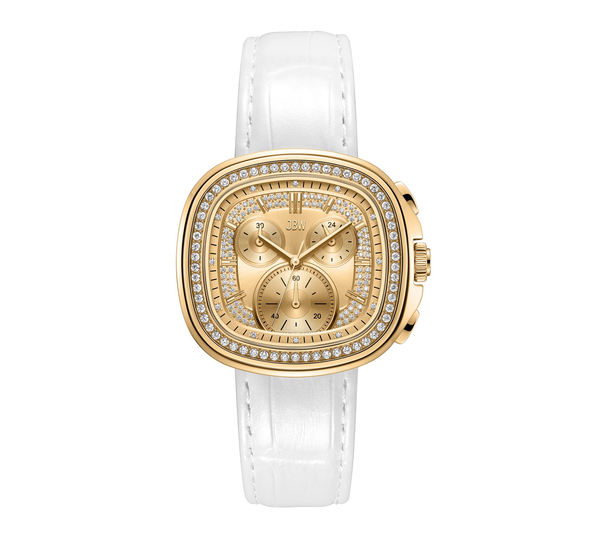 JBW Men's Coast 18K Gold Plated Crystal White S rap Watch